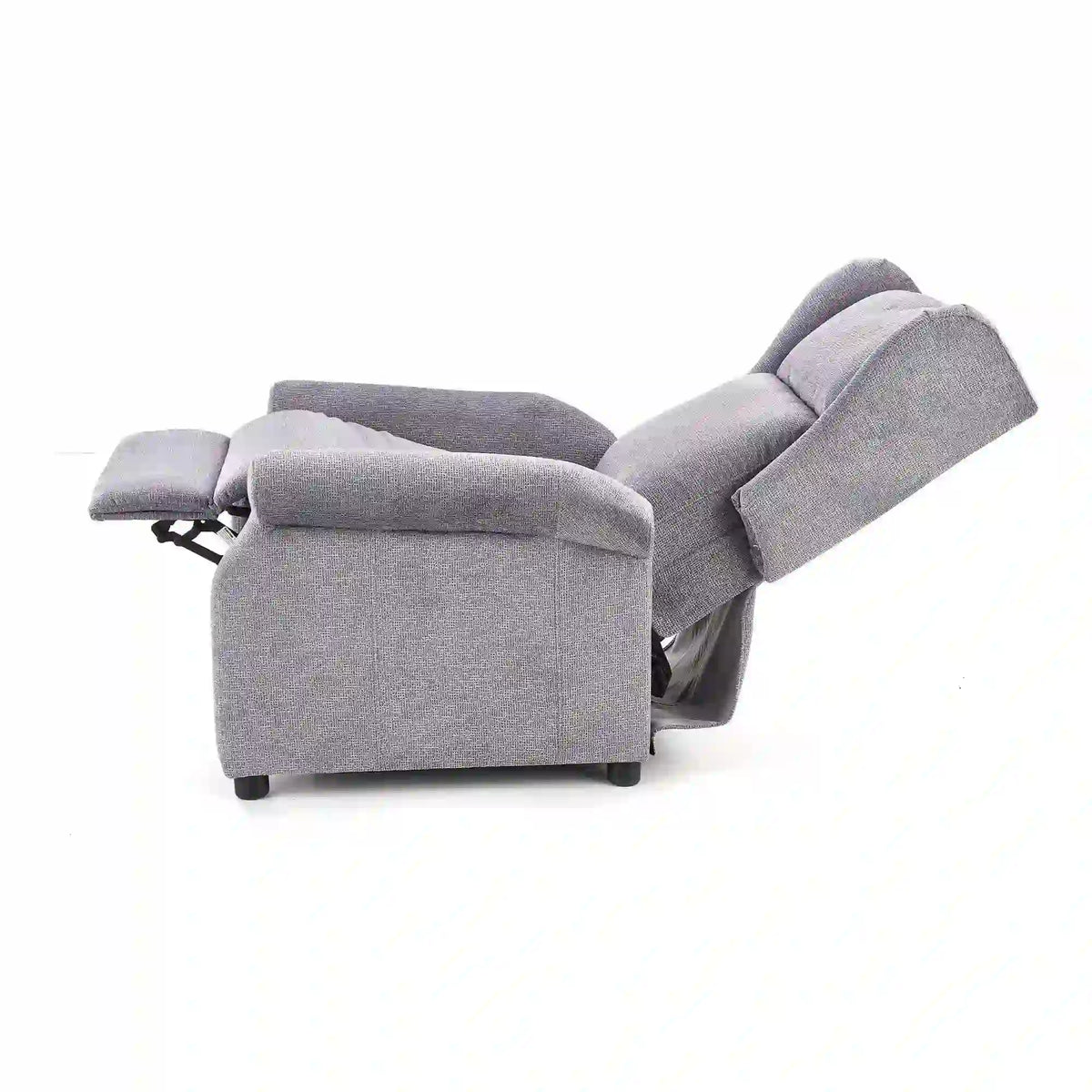 Fotoliu AGUSTIN, gri/negru, stofa/lemn, 75x92/160x83/107 cm