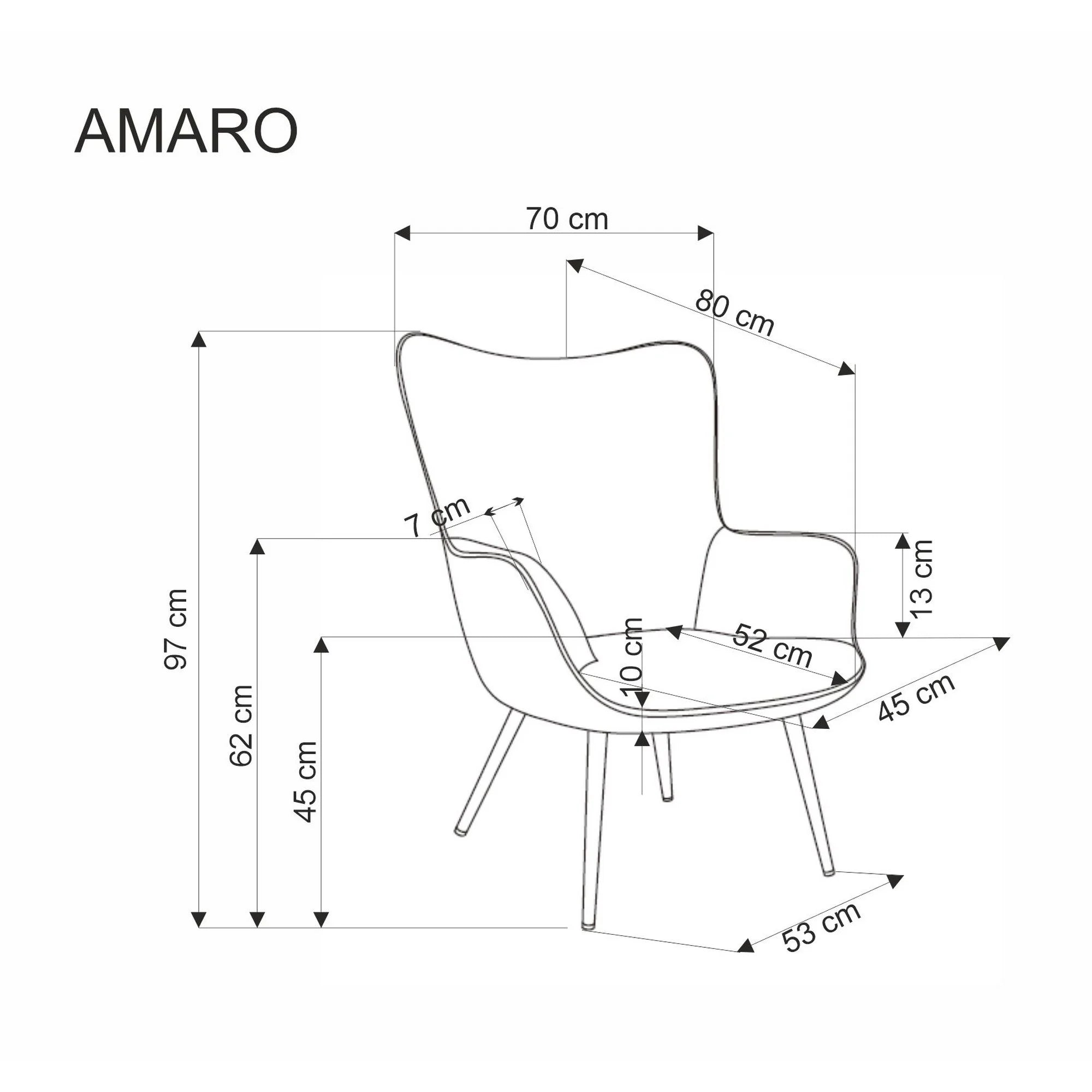 Fotoliu AMARO, gri/stejar, stofa catifelata/lemn, 70x80x97 cm