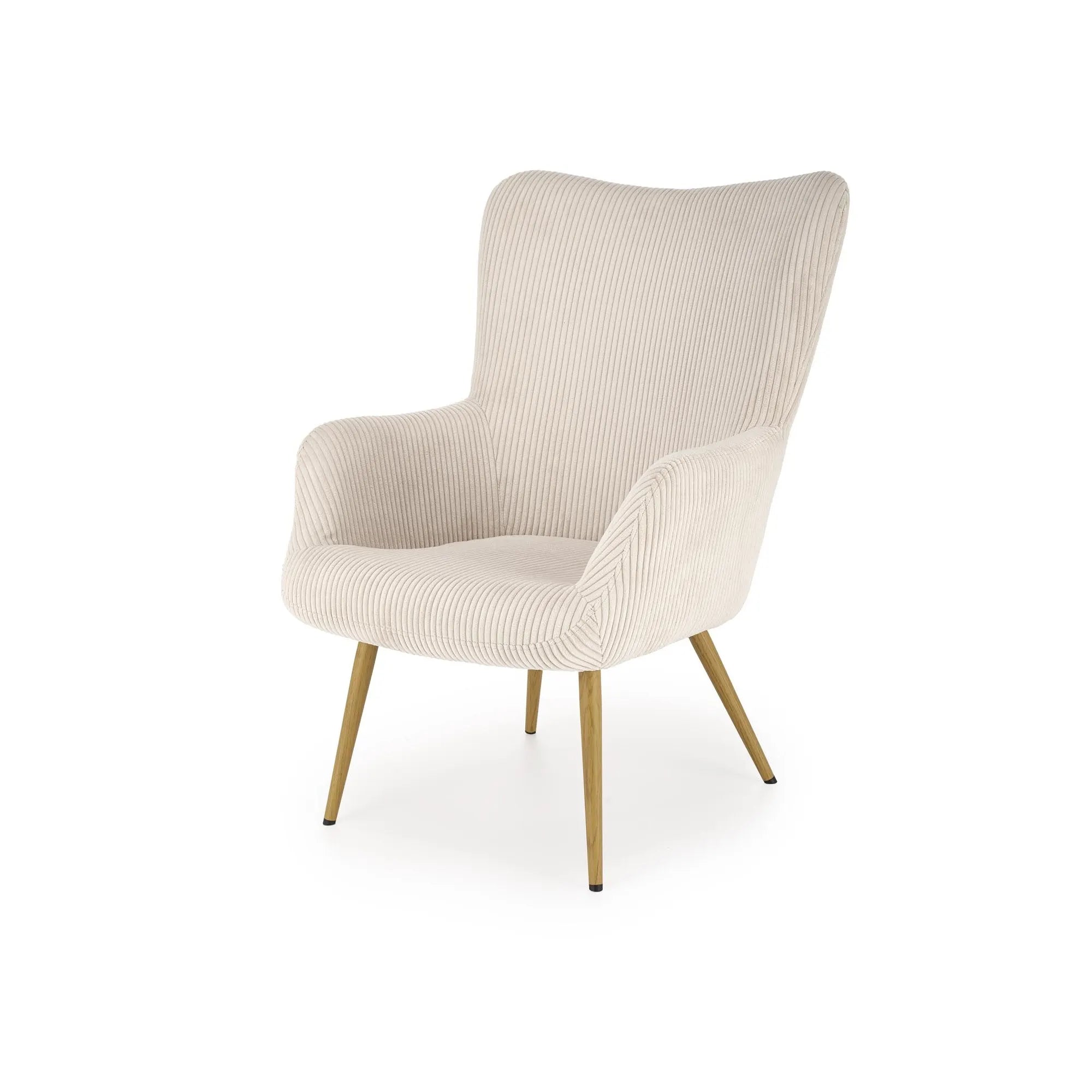 Fotoliu AMARO, stofa catifelata crem - Hyper 23, 70x80x97 cm