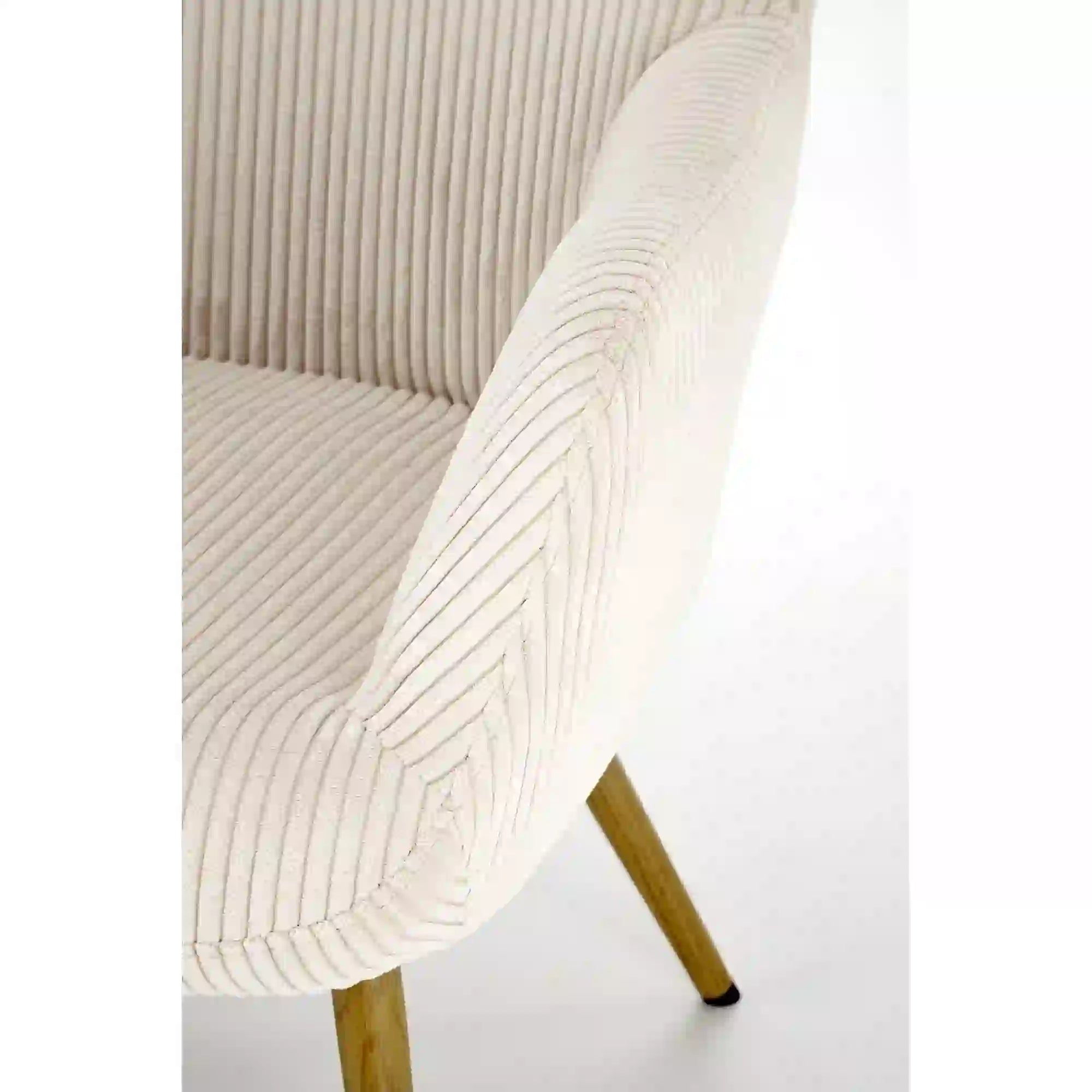 Fotoliu AMARO, stofa catifelata crem - Hyper 23, 70x80x97 cm