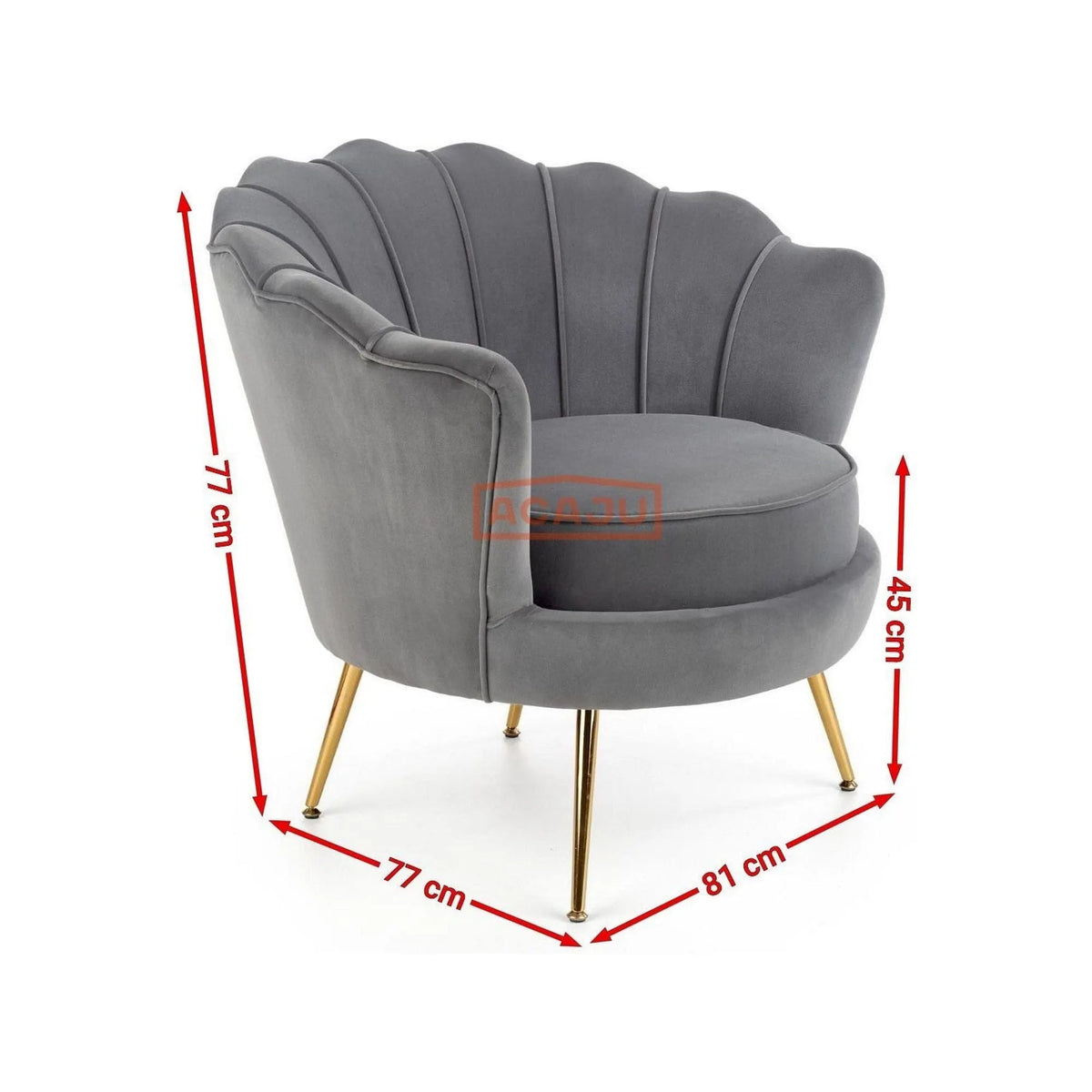 Fotoliu pentru living AMORINITO, verde inchis/auriu, stofa catifelata/otel, 81x77x77 cm