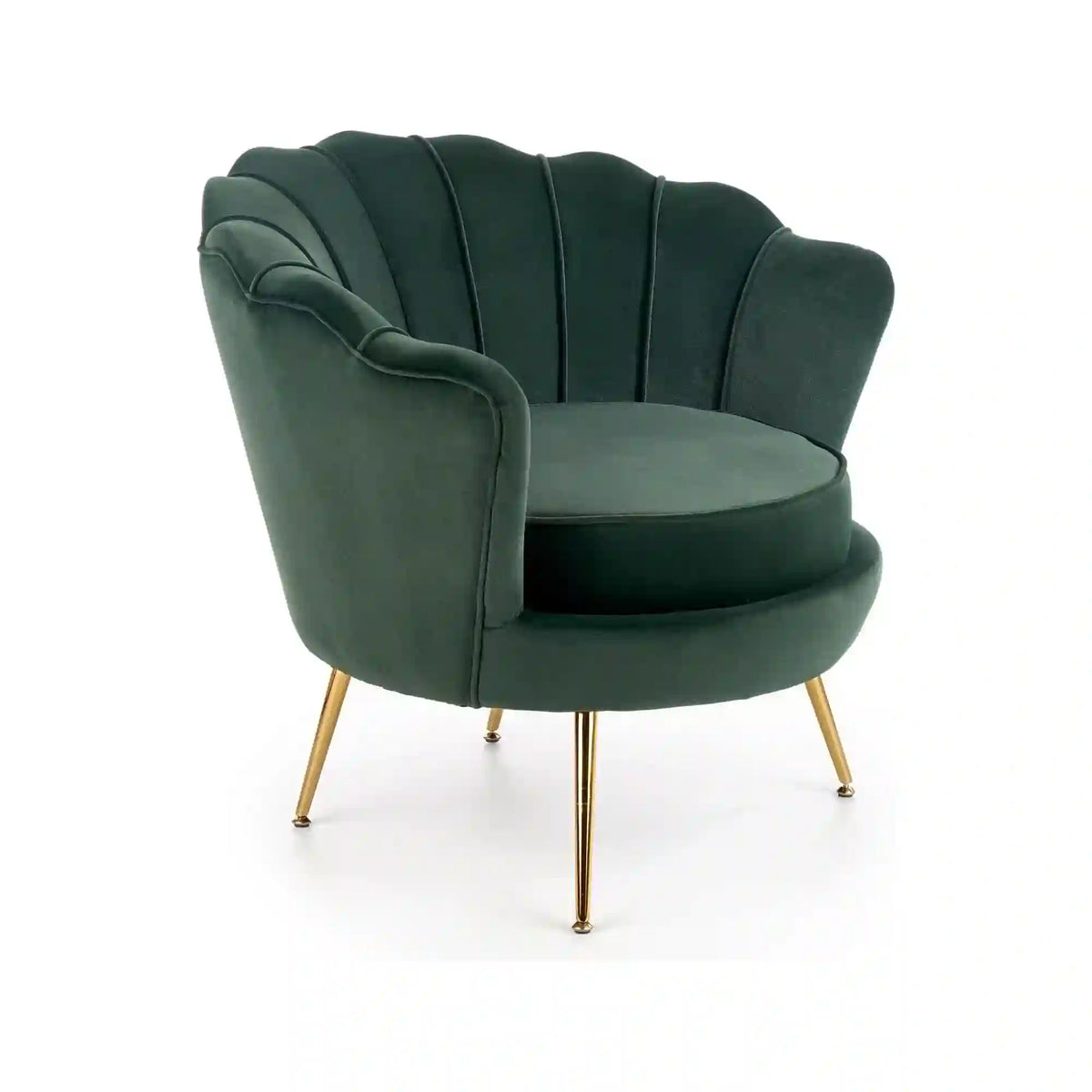 Fotoliu pentru living AMORINITO, verde inchis/auriu, stofa catifelata/otel, 81x77x77 cm