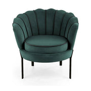 Fotoliu ANGELO, verde/negru, stofa catifelata/otel, 73x73x75 cm
