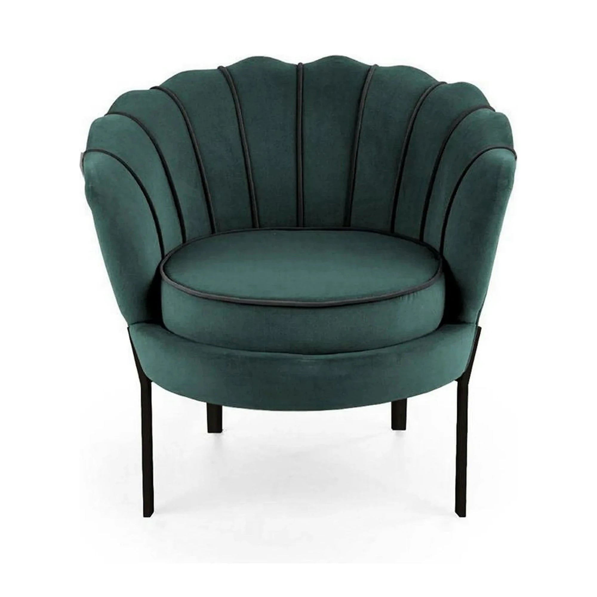 Fotoliu ANGELO, verde/negru, stofa catifelata/otel, 73x73x75 cm