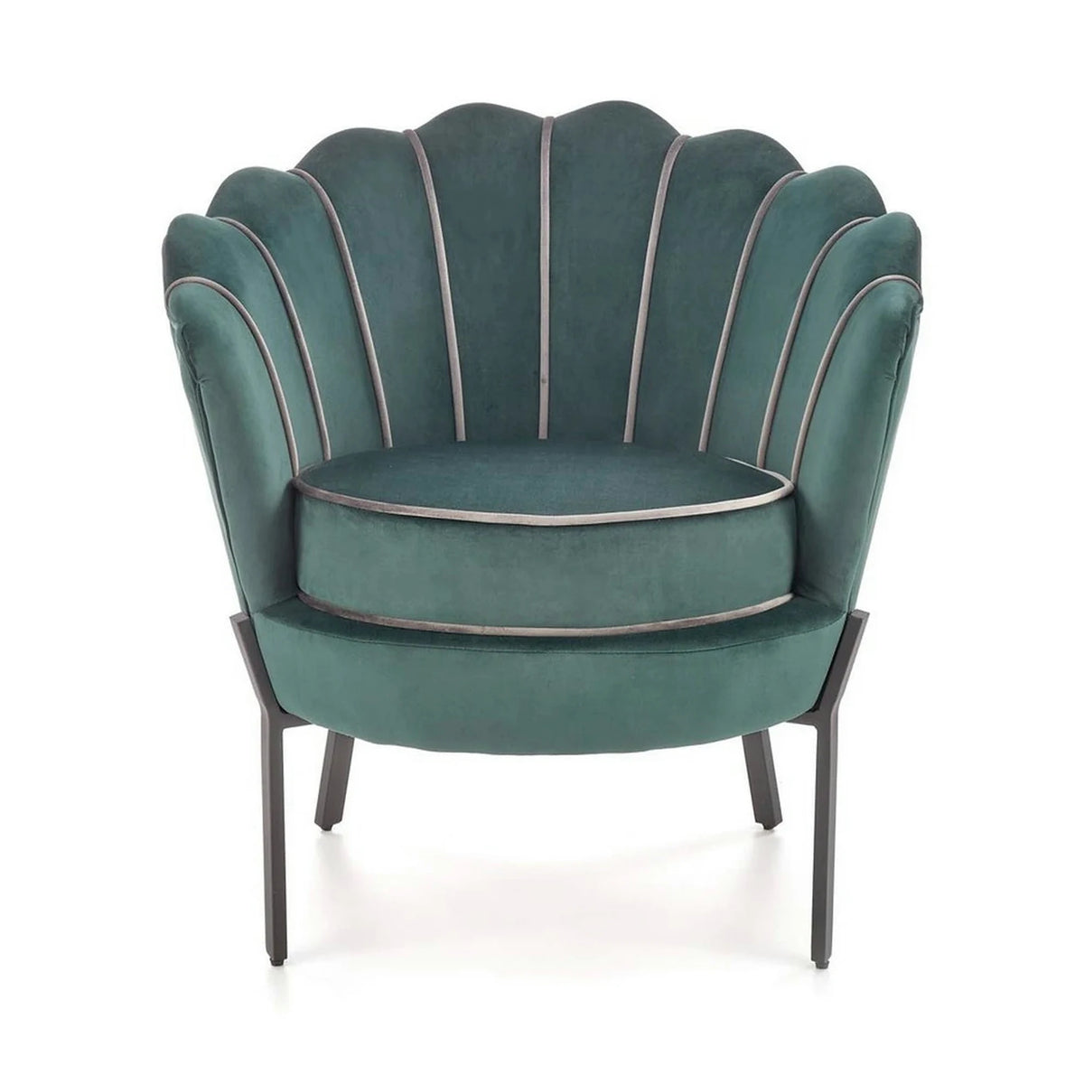 Fotoliu ANGELO, verde/negru, stofa catifelata/otel, 73x73x75 cm