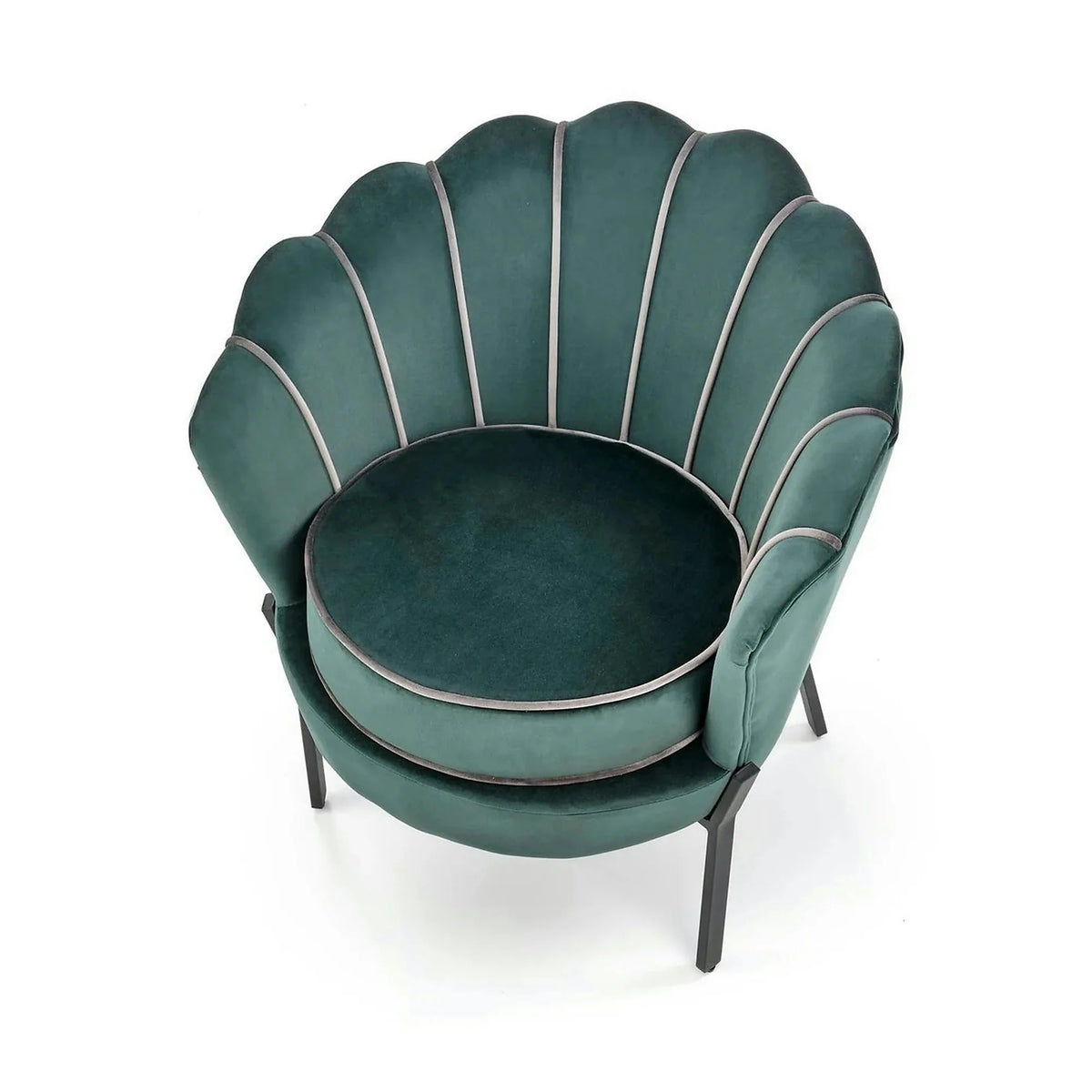 Fotoliu ANGELO, verde/negru, stofa catifelata/otel, 73x73x75 cm