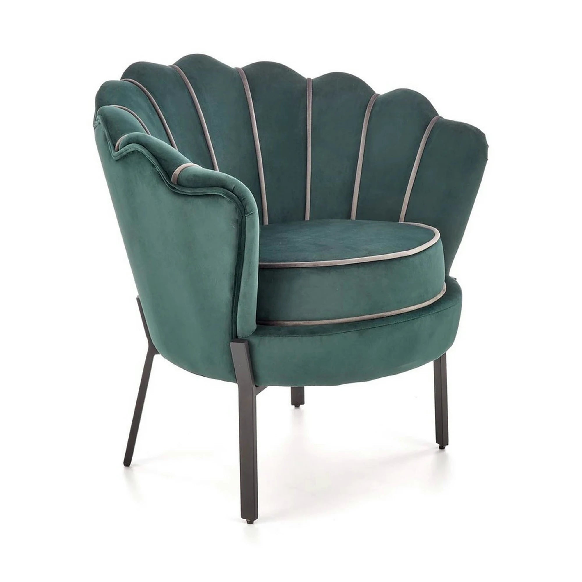 Fotoliu ANGELO, verde/negru, stofa catifelata/otel, 73x73x75 cm