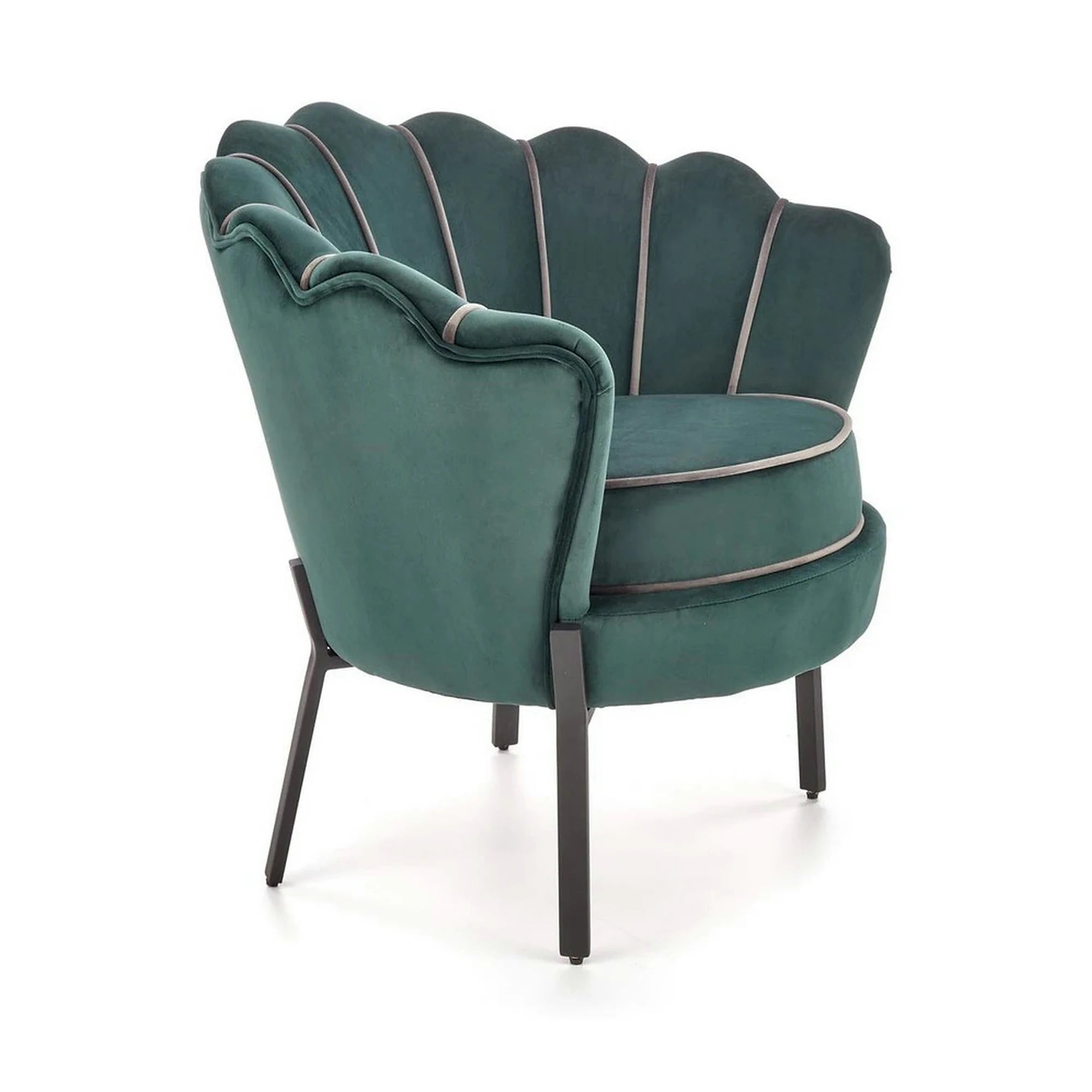 Fotoliu ANGELO, verde/negru, stofa catifelata/otel, 73x73x75 cm