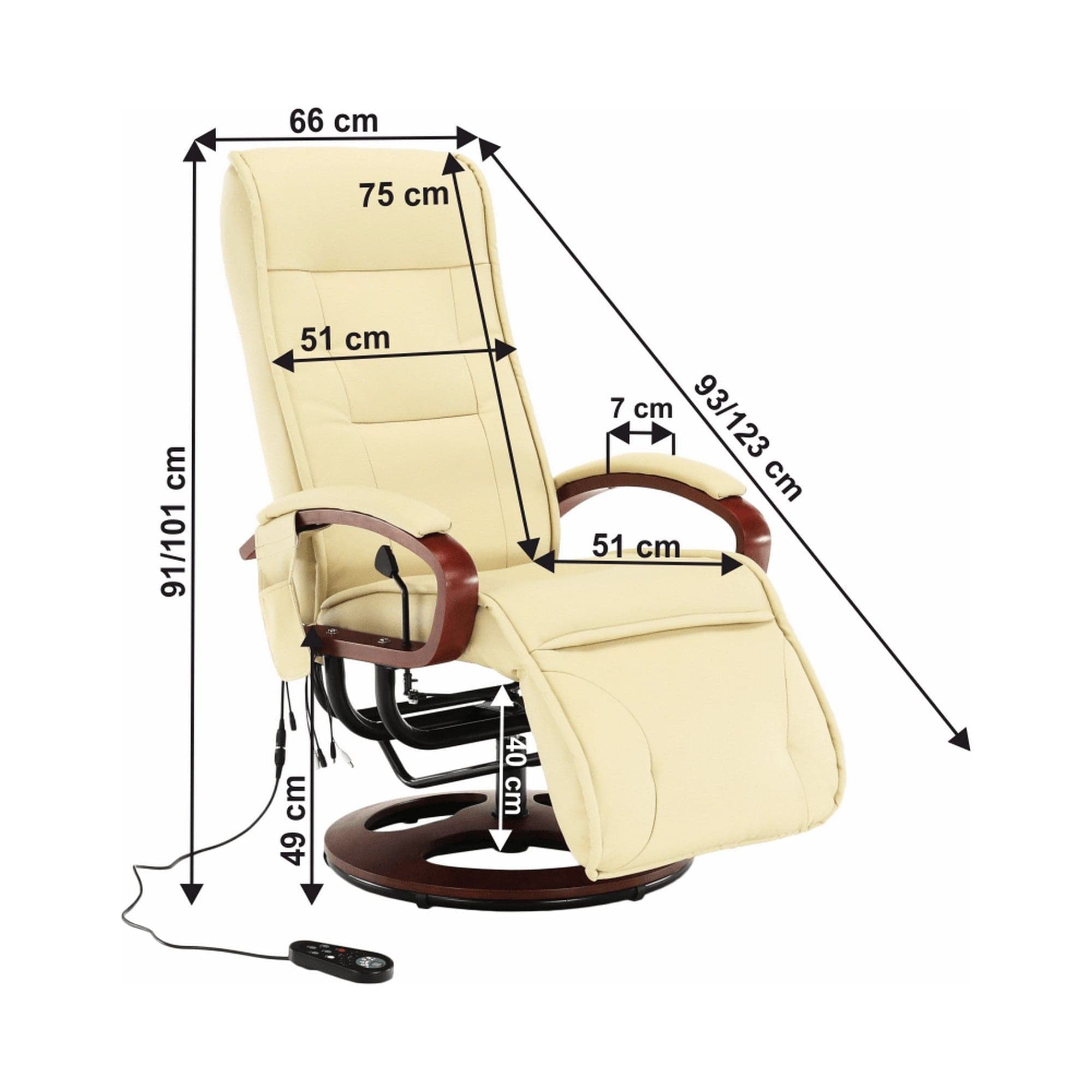 Fotoliu ARTUS 2, bej/cires, piele ecologica/lemn, 66x93x110 cm
