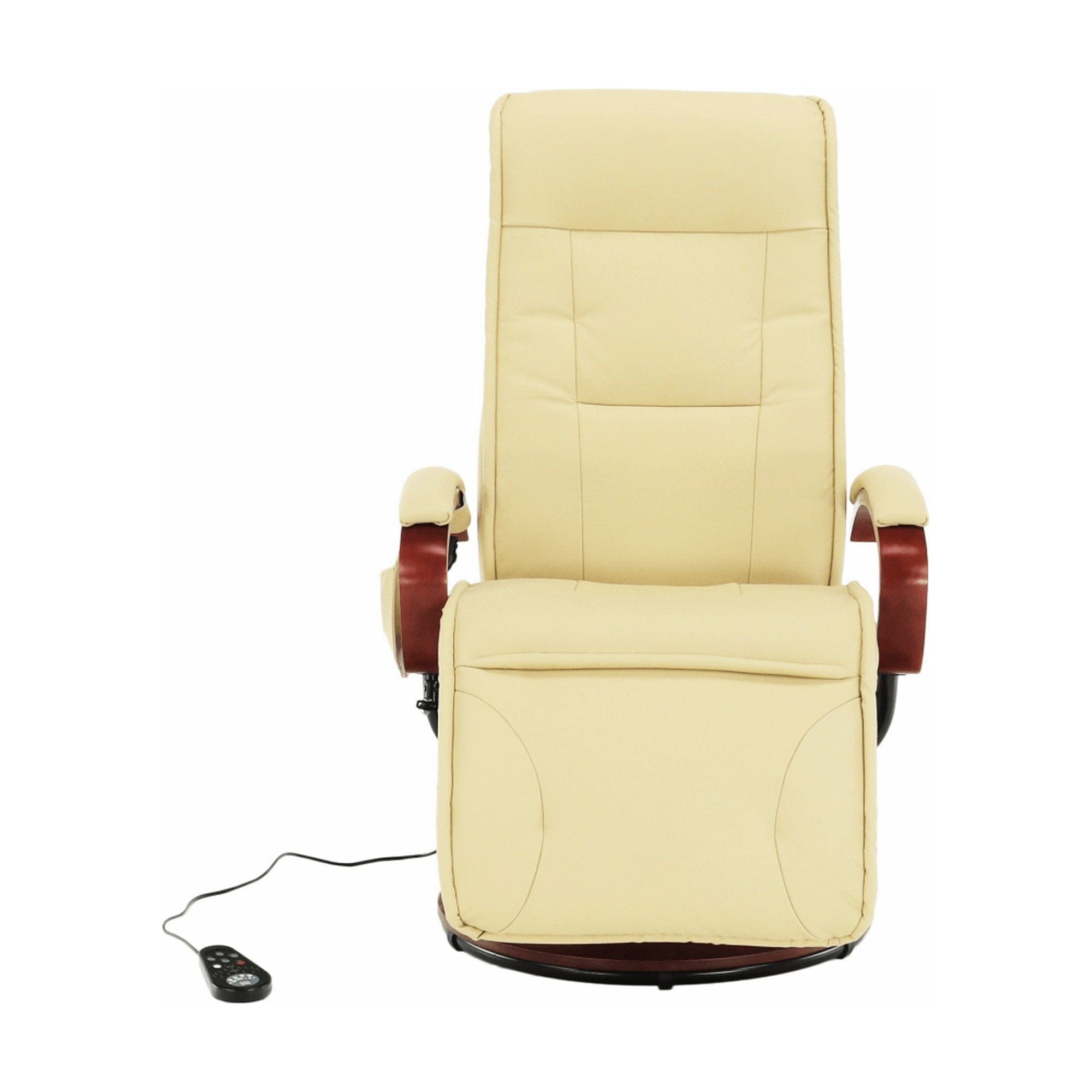 Fotoliu ARTUS 2, bej/cires, piele ecologica/lemn, 66x93x110 cm