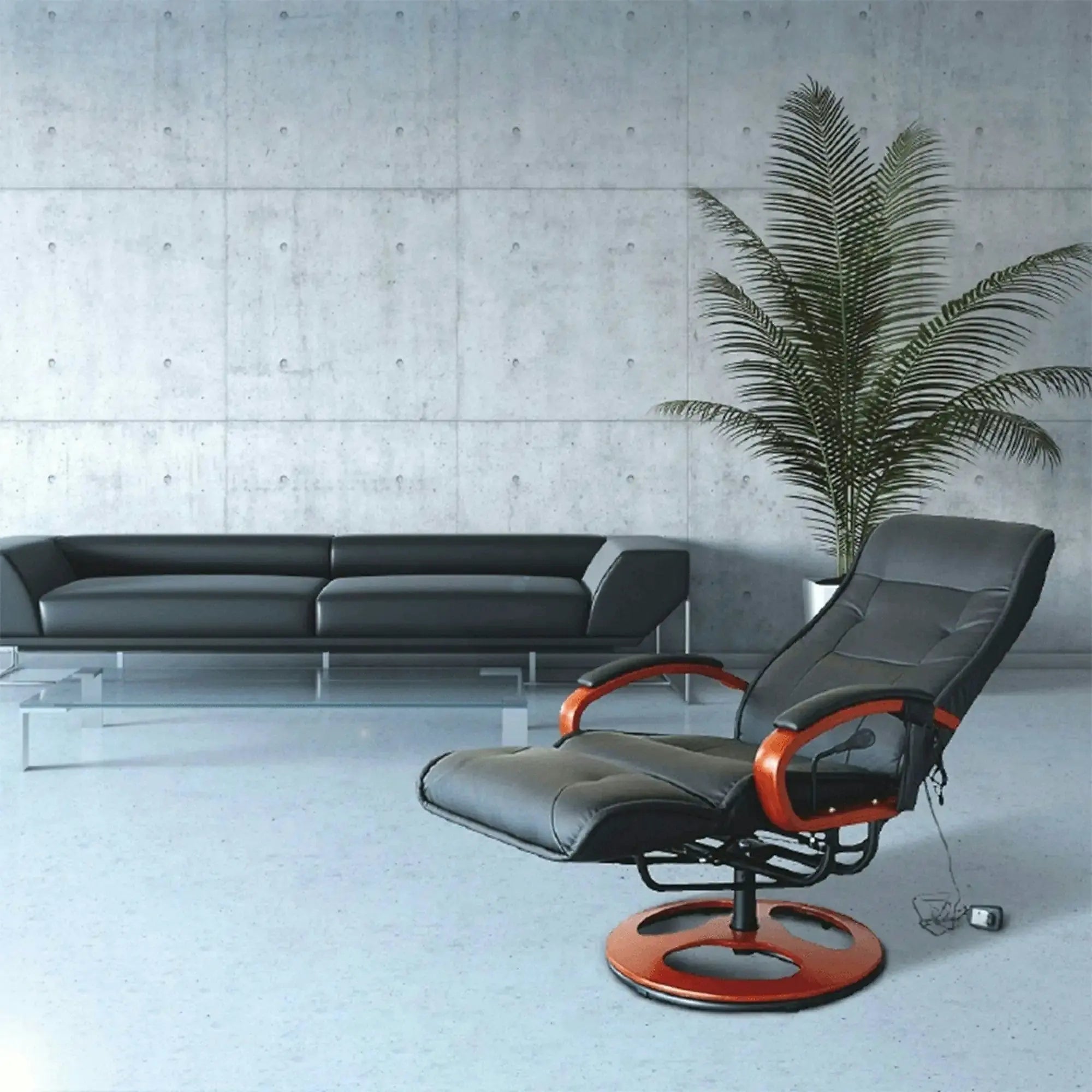 Fotoliu ARTUS 2, negru/cires, piele ecologica/lemn, 66x93x110 cm