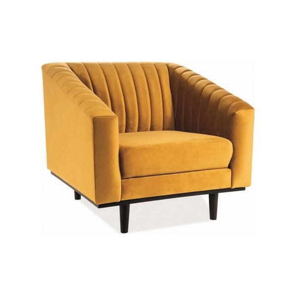 Fotoliu ASPREY, stofa catifelata galben - Bluvel 68, 83x85x78 cm