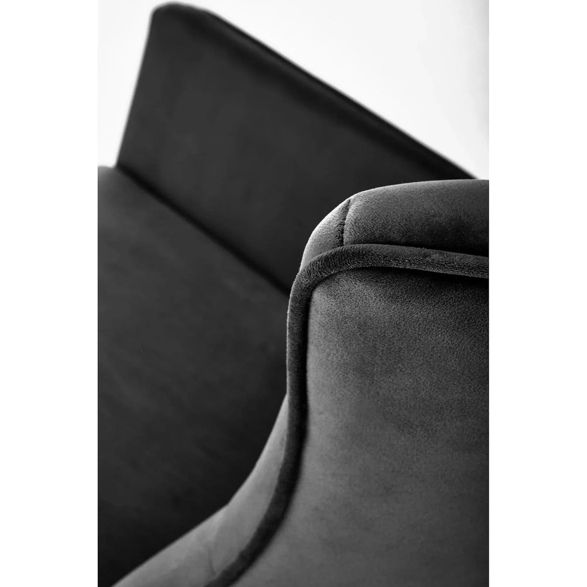 Fotoliu balansoar BAZALTO, negru, stofa catifelata, 70x90x92 cm