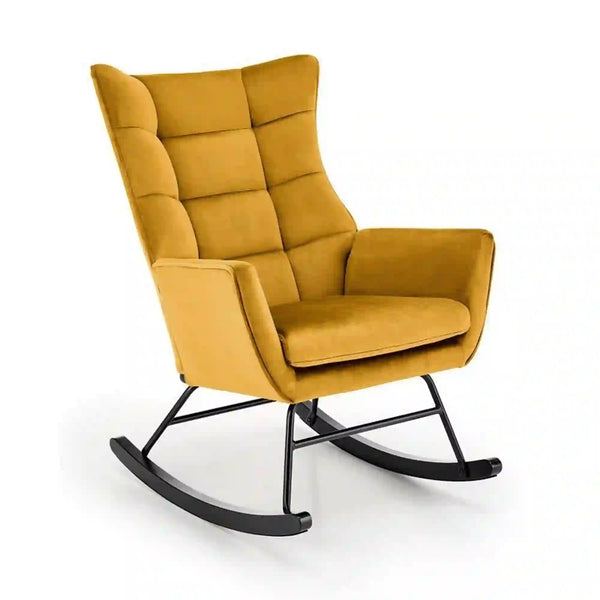 Fotoliu balansoar BAZALTO, stofa catifelata galben mustar - Bluvel 68, 70x90x92 cm