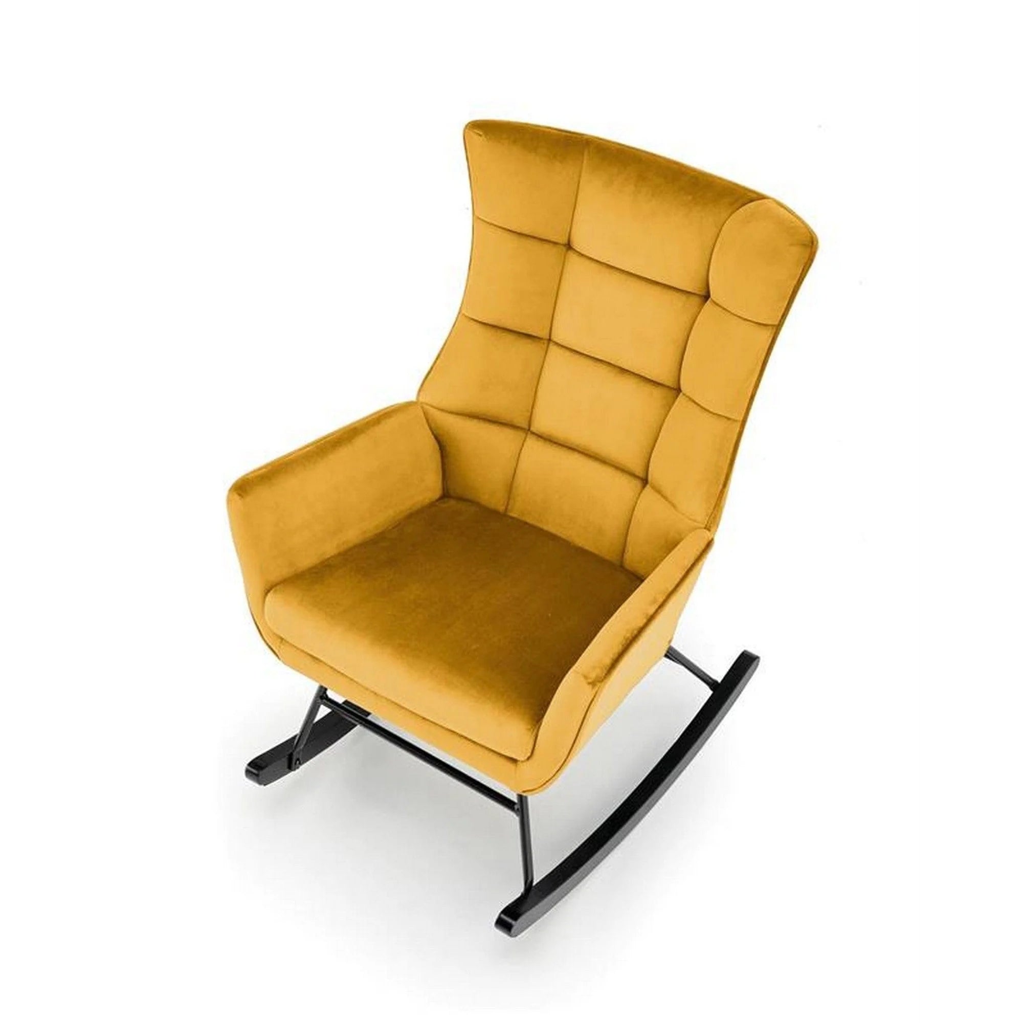 Fotoliu balansoar BAZALTO, stofa catifelata galben mustar - Bluvel 68, 70x90x92 cm