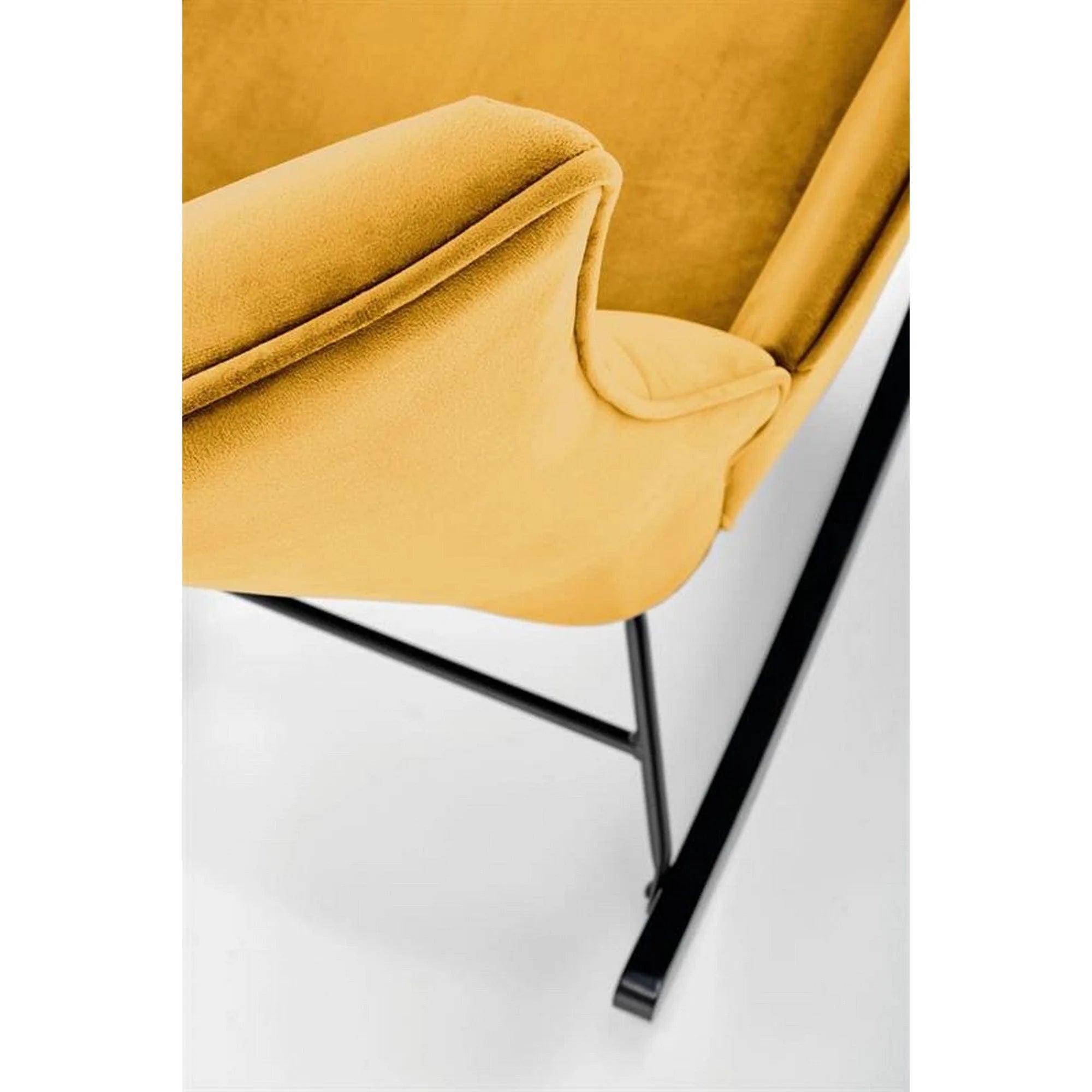 Fotoliu balansoar BAZALTO, stofa catifelata galben mustar - Bluvel 68, 70x90x92 cm