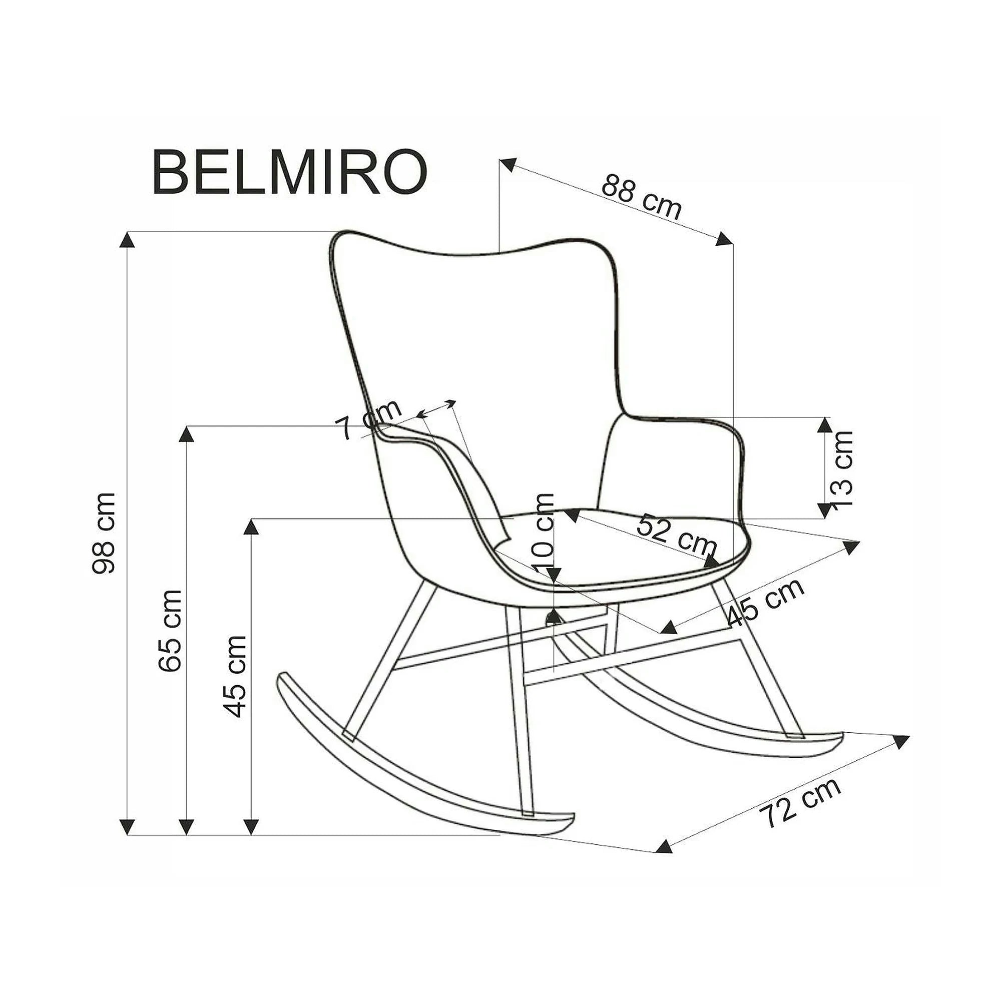 Fotoliu balansoar BELMIRO, stofa catifelata verde olive - Hyper 75, 72x88x98 cm