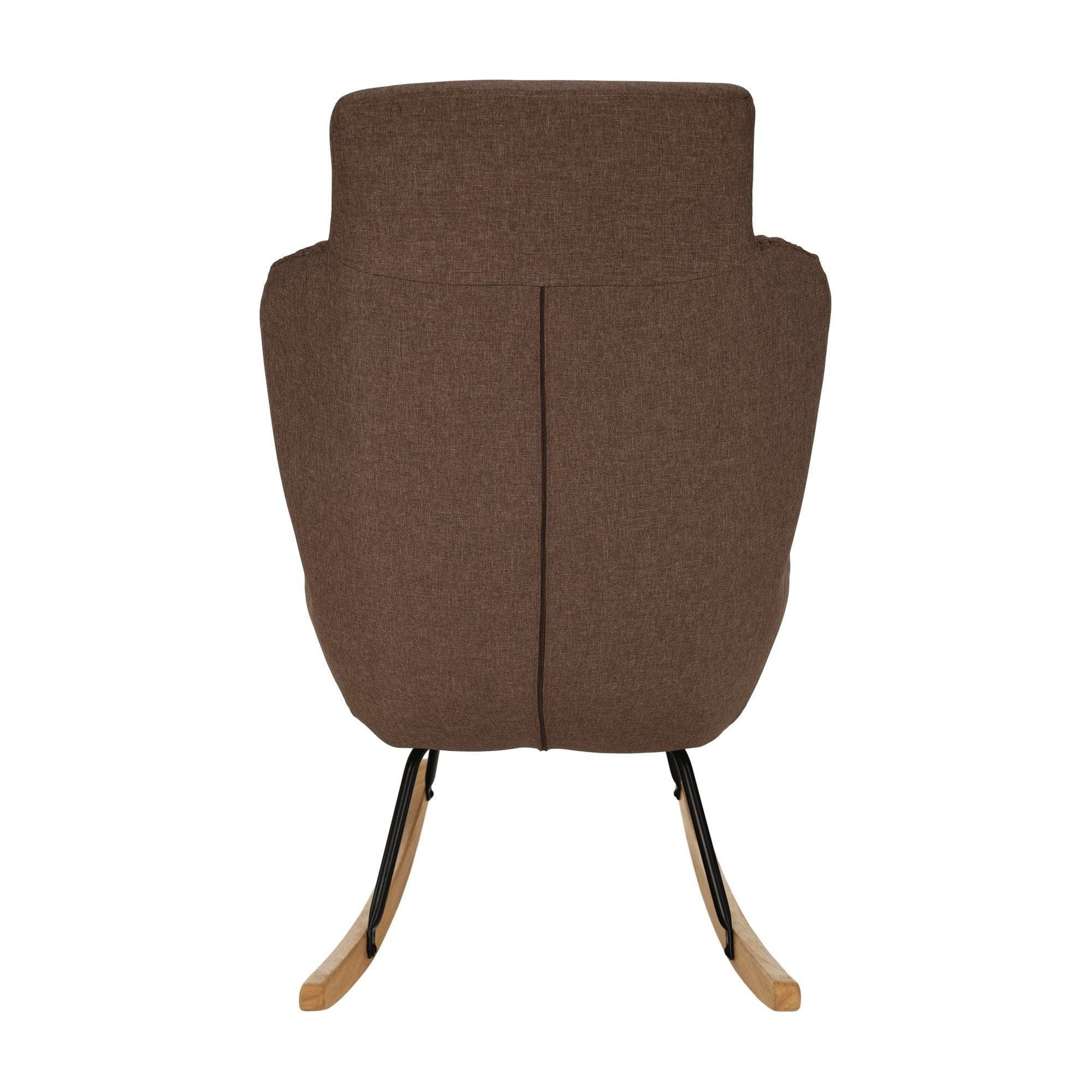 Fotoliu balansoar HARPER, metal/lemn/stofa clasica maro/stejar, 75x83x110 cm