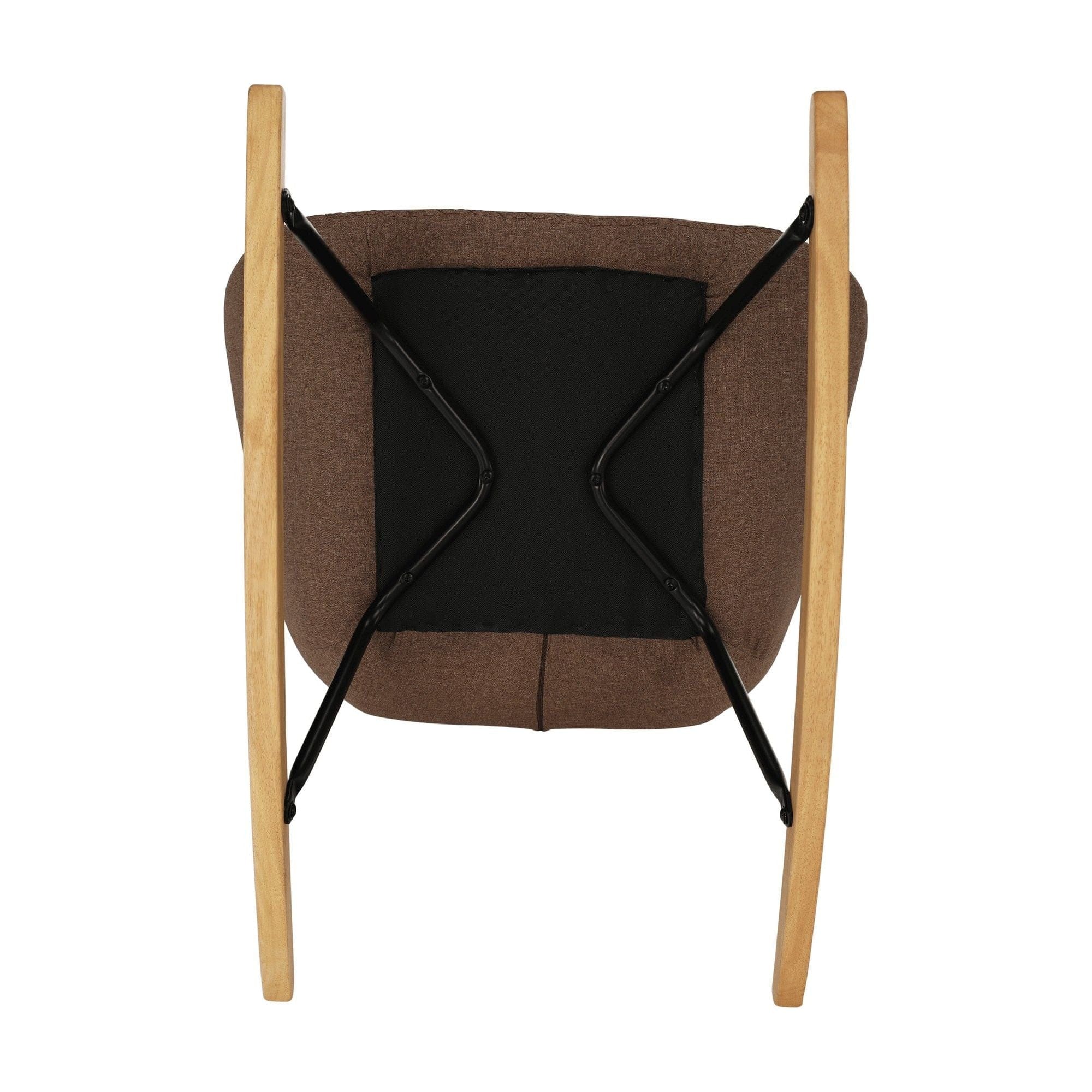 Fotoliu balansoar HARPER, metal/lemn/stofa clasica maro/stejar, 75x83x110 cm