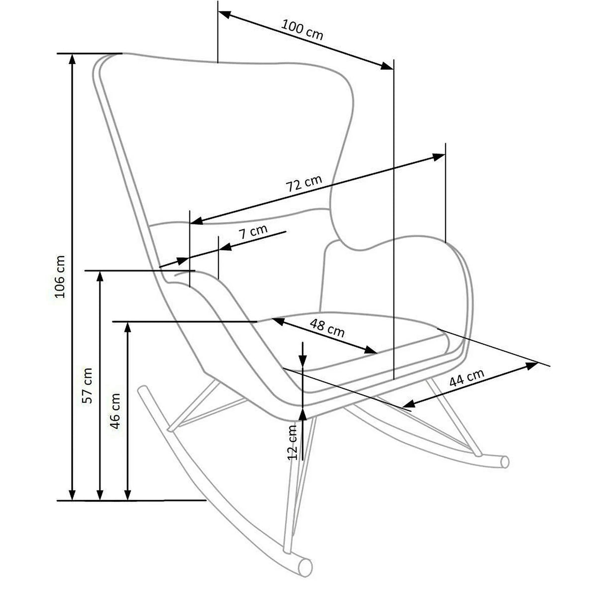 Fotoliu balansoar LIBERTO, crem/auriu, stofa buclata/otel, 72x100x106 cm