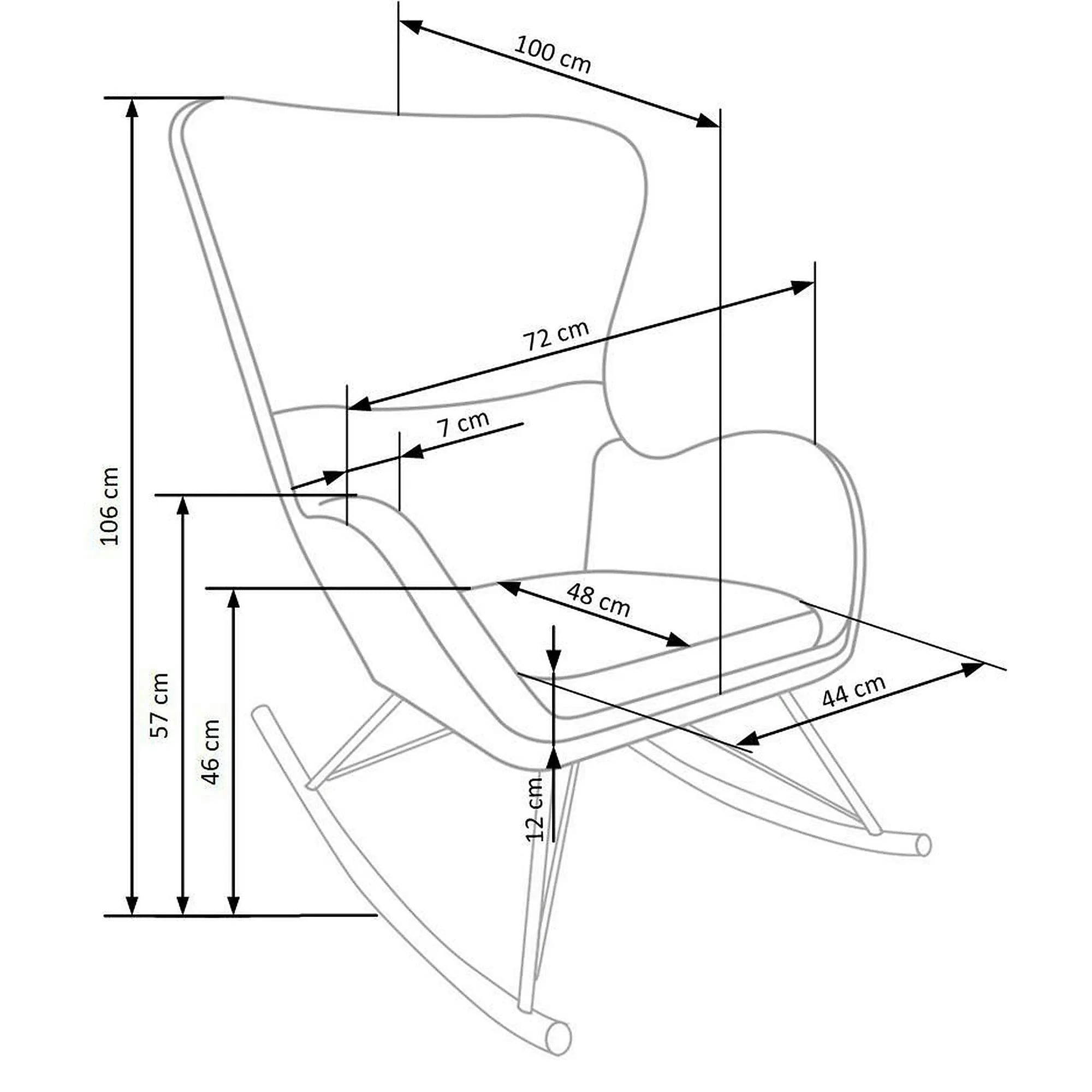 Fotoliu balansoar LIBERTO, crem/auriu, stofa buclata/otel, 72x100x106 cm