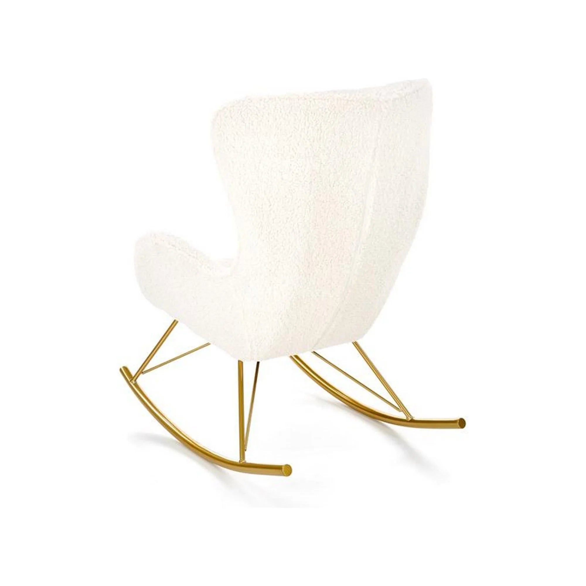 Fotoliu balansoar LIBERTO, crem/auriu, stofa buclata/otel, 72x100x106 cm