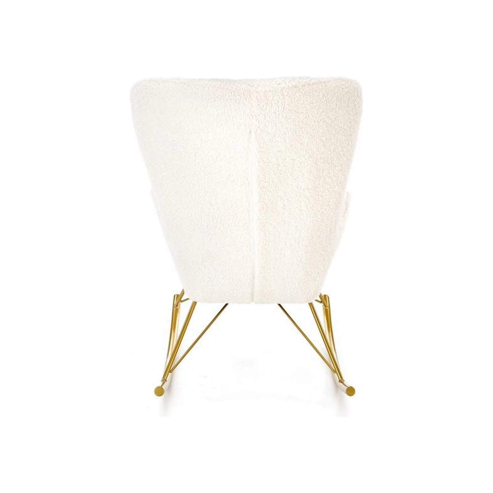 Fotoliu balansoar LIBERTO, crem/auriu, stofa buclata/otel, 72x100x106 cm