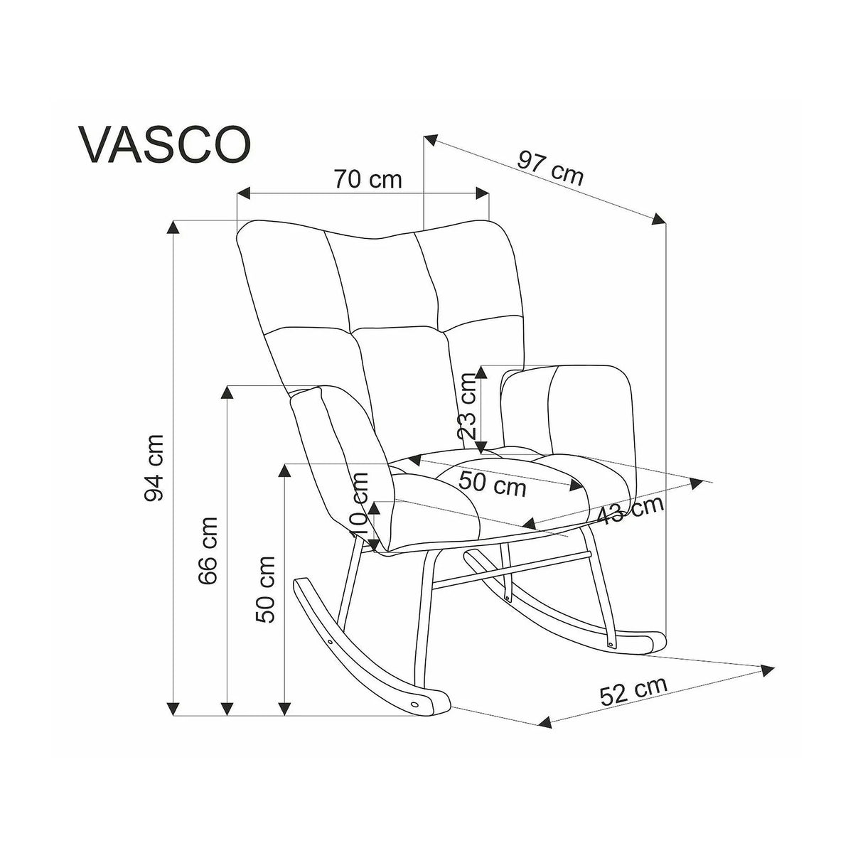 Fotoliu balansoar VASCO, stofa clasica gri - Nea 15, 70x97x94 cm