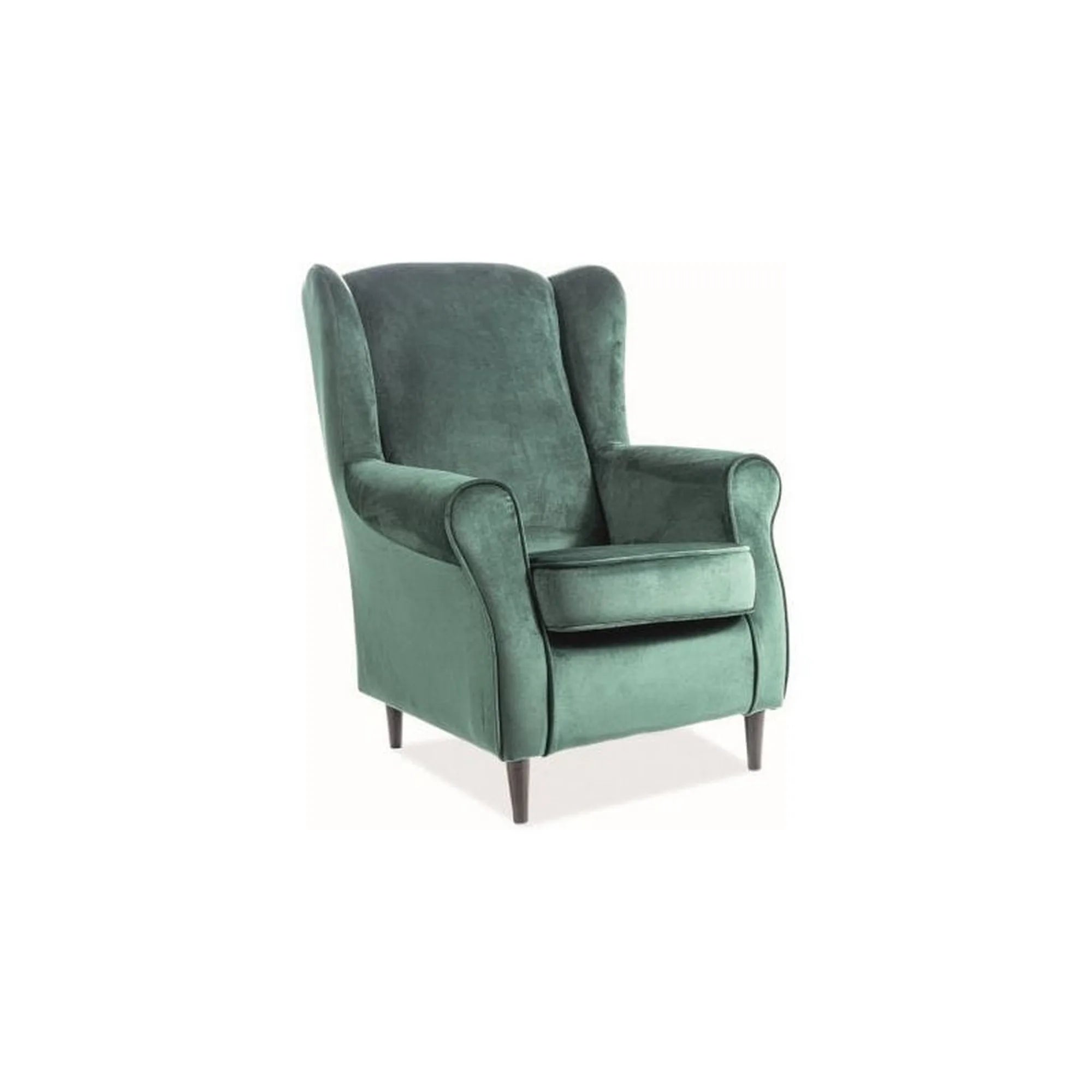Fotoliu BARON, stofa catifelata verde - Bluvel 78/wenge, 75x80x101 cm