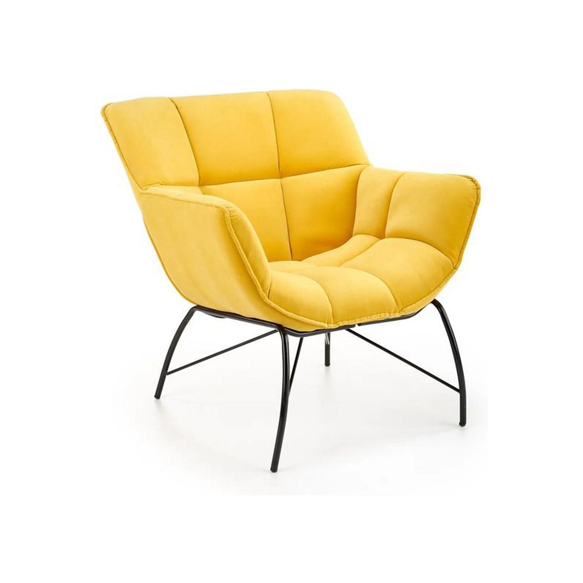 Fotoliu BELTON, galben/negru, stofa catifelata/otel, 74x73x78 cm