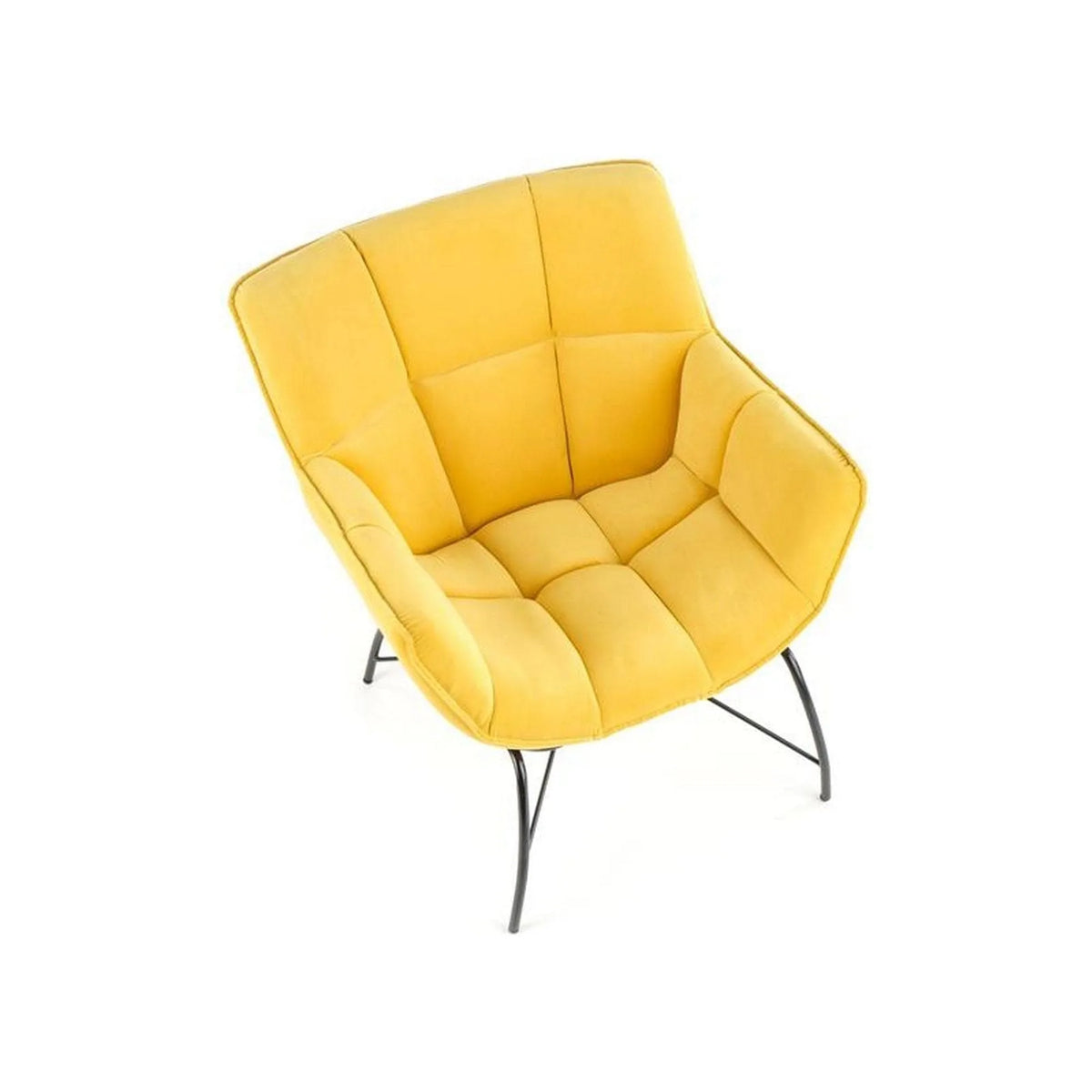 Fotoliu BELTON, galben/negru, stofa catifelata/otel, 74x73x78 cm