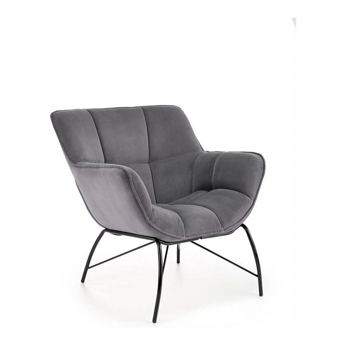 Scaun de relaxare modern BELTON, gri/negru, stofa catifelata/otel, 74x73x78 cm