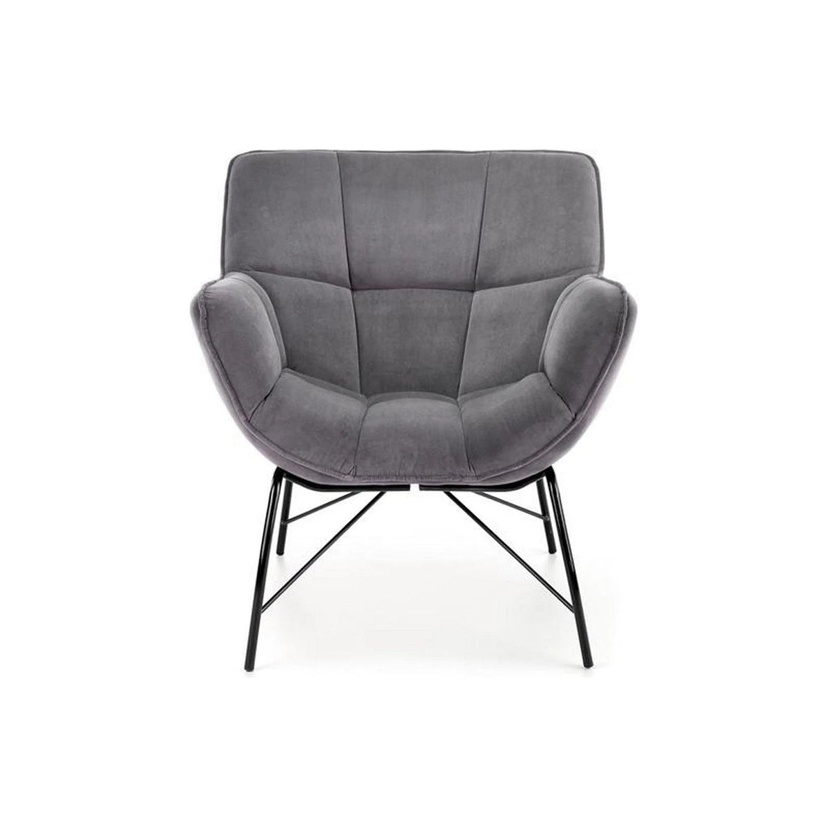 Scaun de relaxare modern BELTON, gri/negru, stofa catifelata/otel, 74x73x78 cm