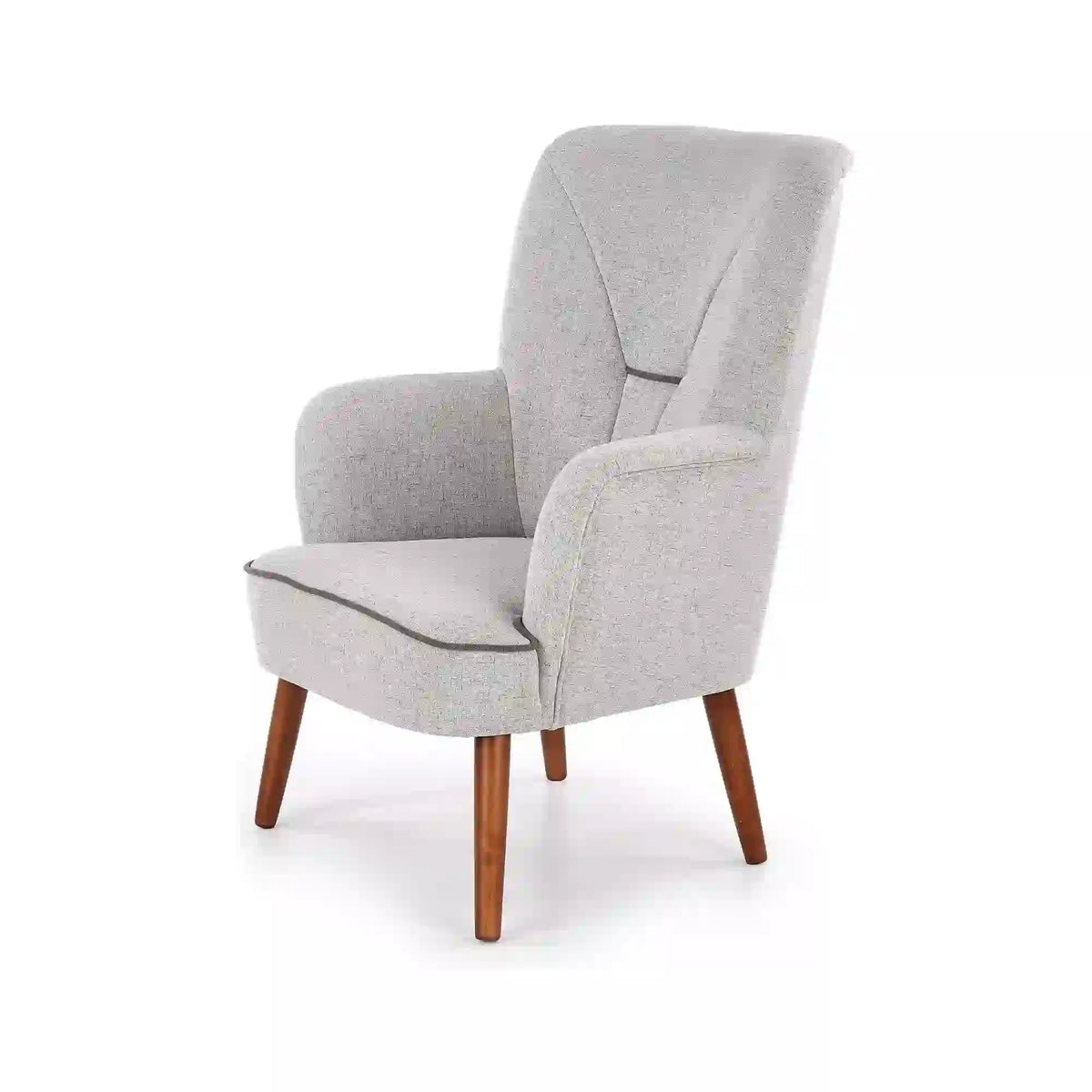 Fotoliu BISHOP, gri deschis/nuc, stofa/lemn, 76x78x102 cm