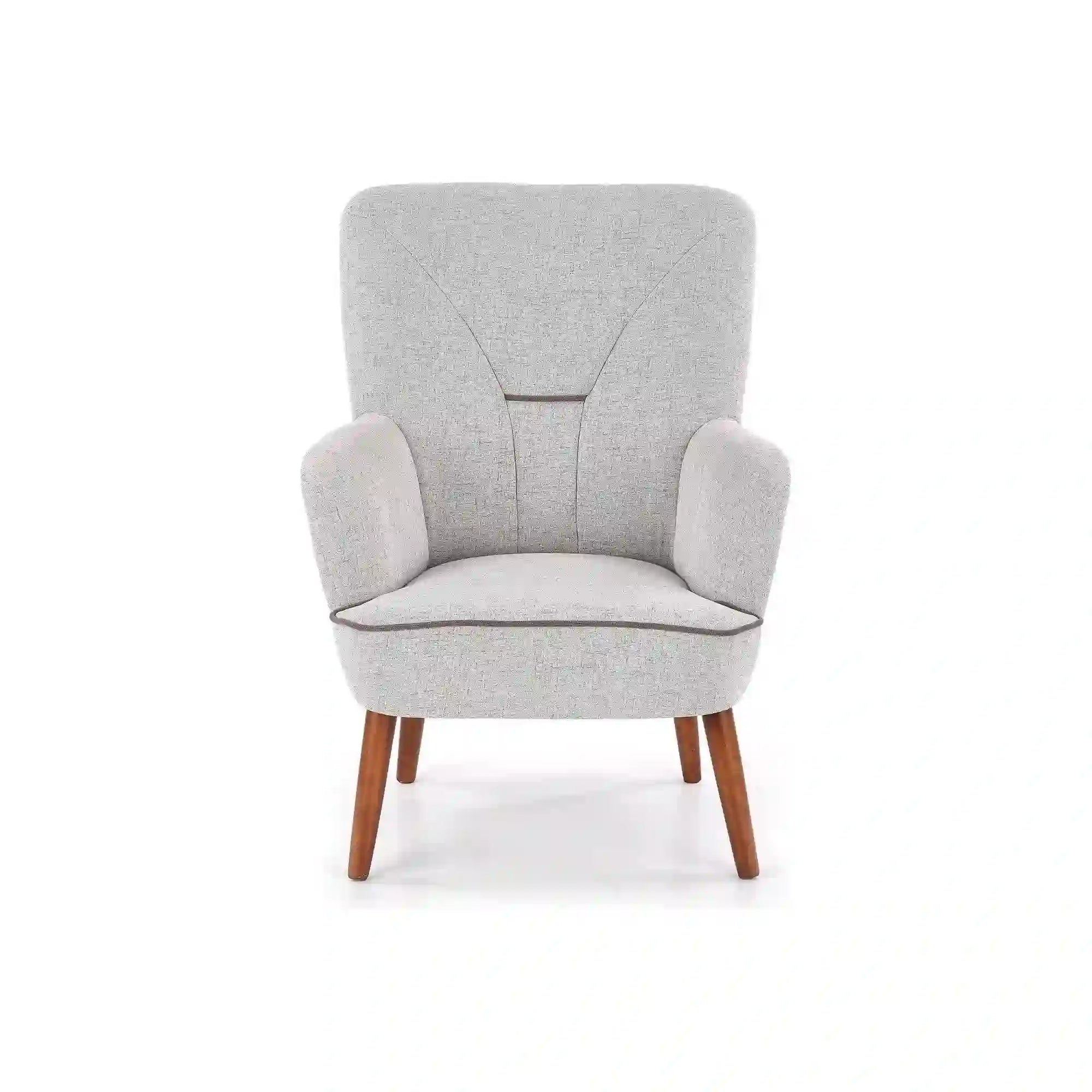 Fotoliu BISHOP, gri deschis/nuc, stofa/lemn, 76x78x102 cm