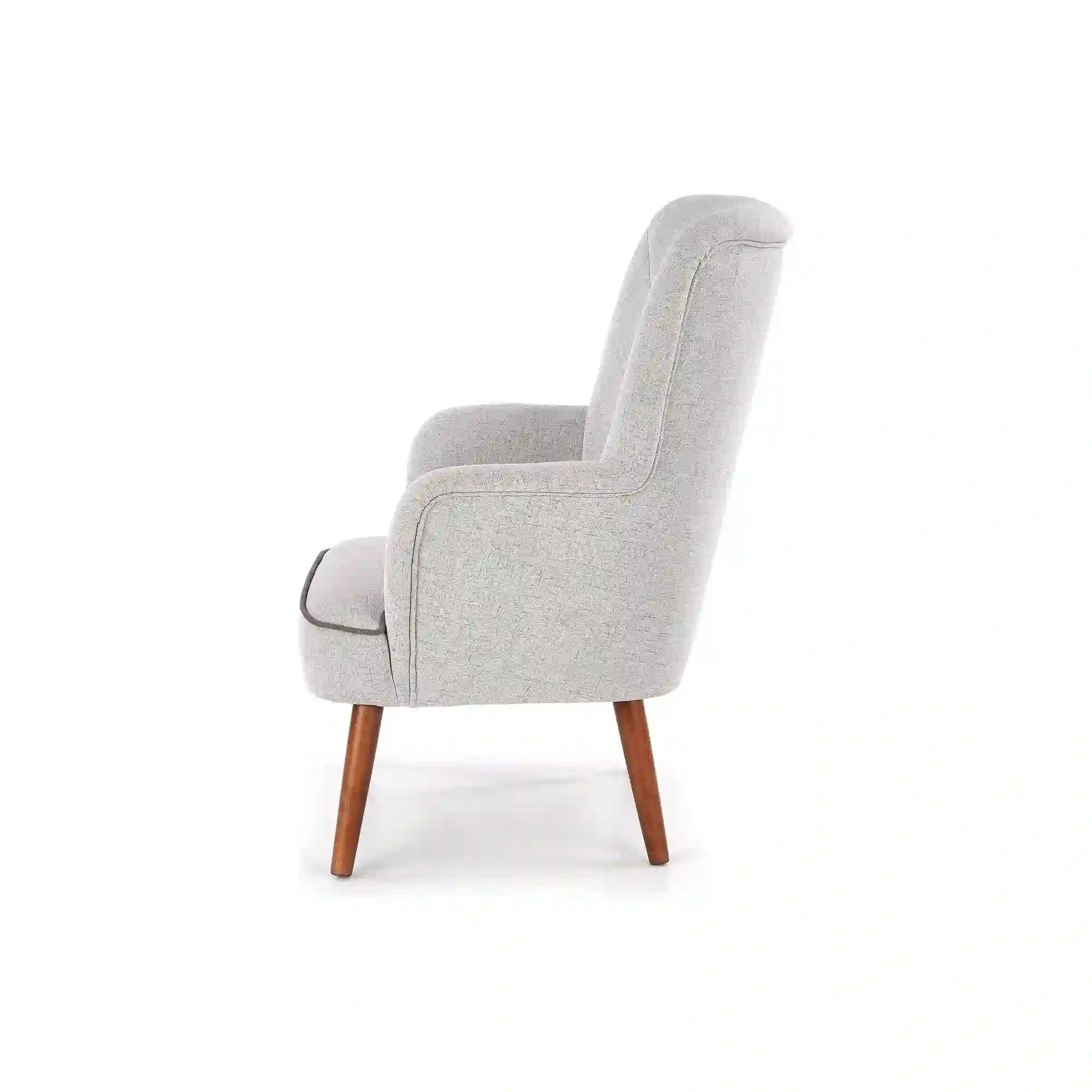 Fotoliu BISHOP, gri deschis/nuc, stofa/lemn, 76x78x102 cm