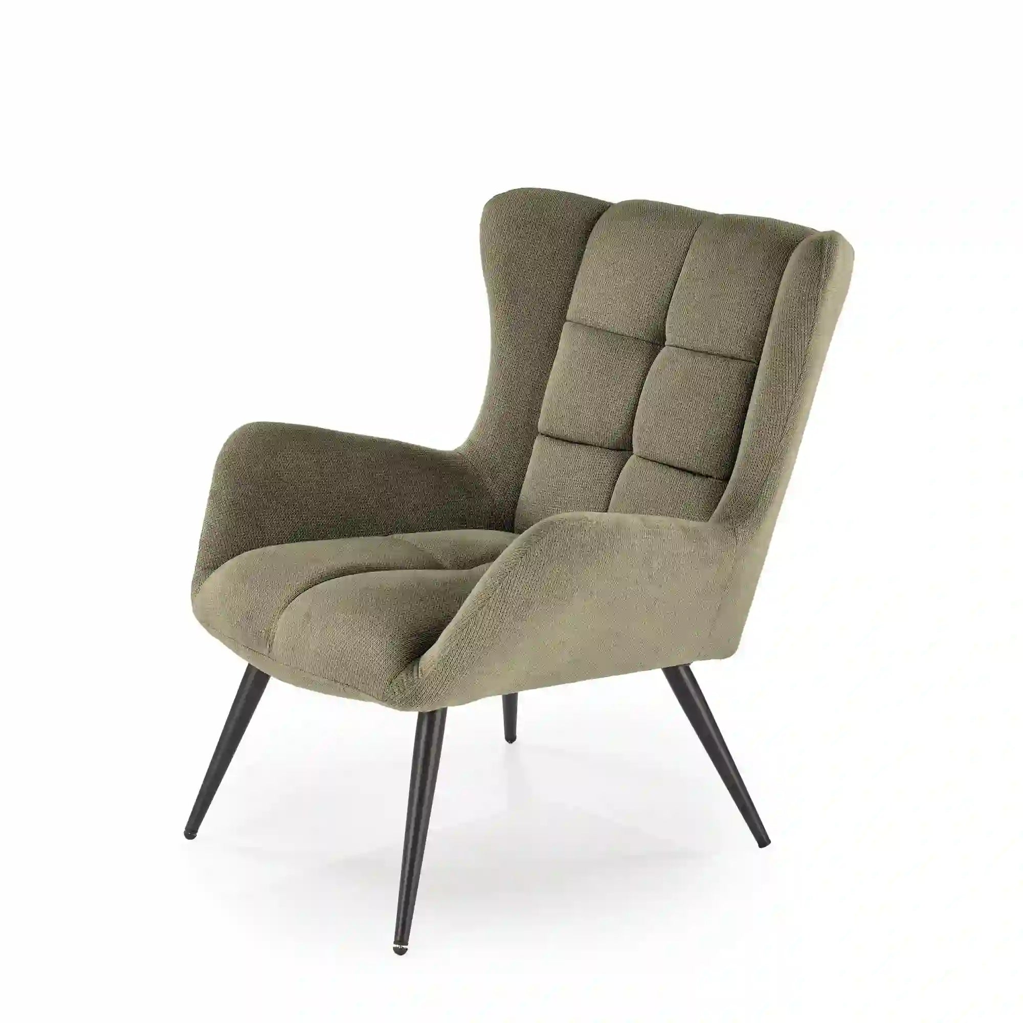 Fotoliu BYRON, stofa clasica verde olive - Vardo 74, 75x85x92 cm