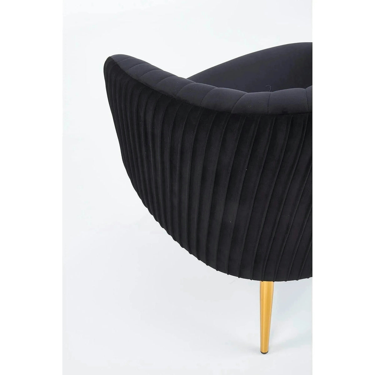 Fotoliu cafenea CROWN, negru/auriu, stofa catifelata/otel, 78x72x80 cm