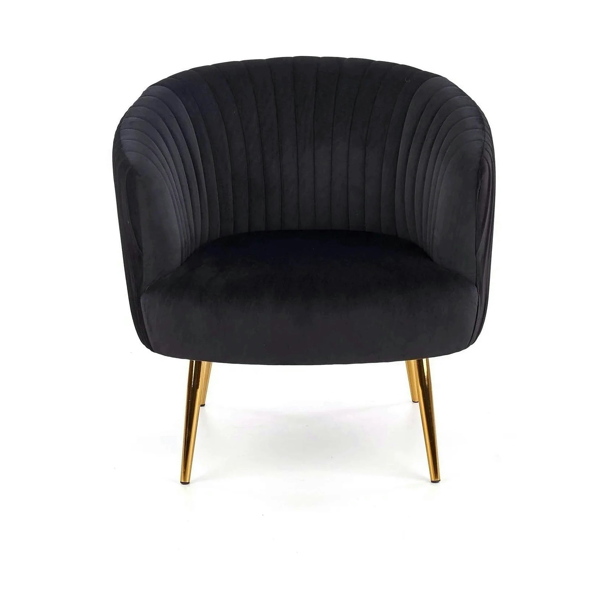 Fotoliu cafenea CROWN, negru/auriu, stofa catifelata/otel, 78x72x80 cm