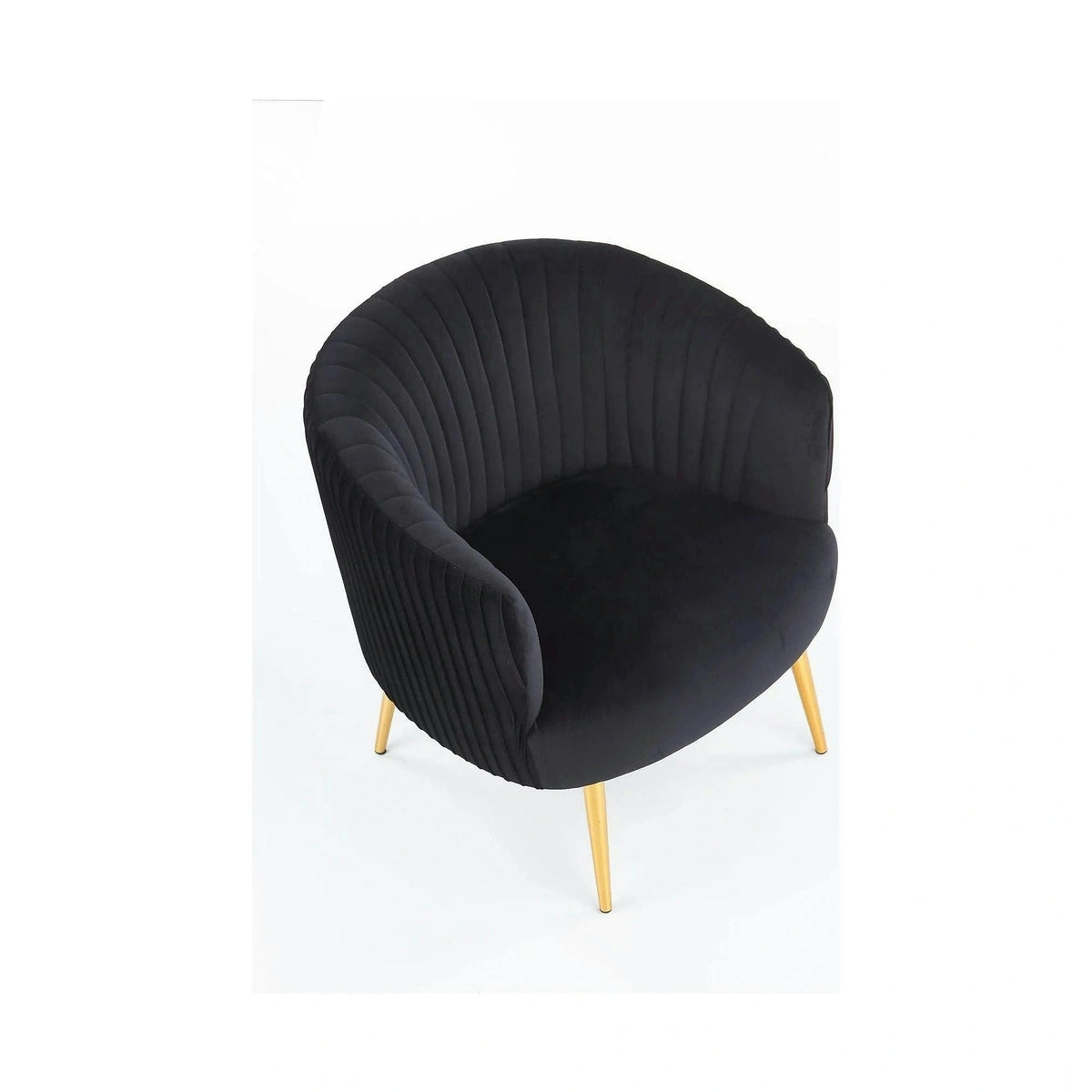 Fotoliu cafenea CROWN, negru/auriu, stofa catifelata/otel, 78x72x80 cm