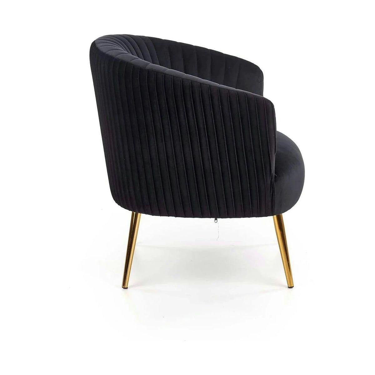 Fotoliu cafenea CROWN, negru/auriu, stofa catifelata/otel, 78x72x80 cm
