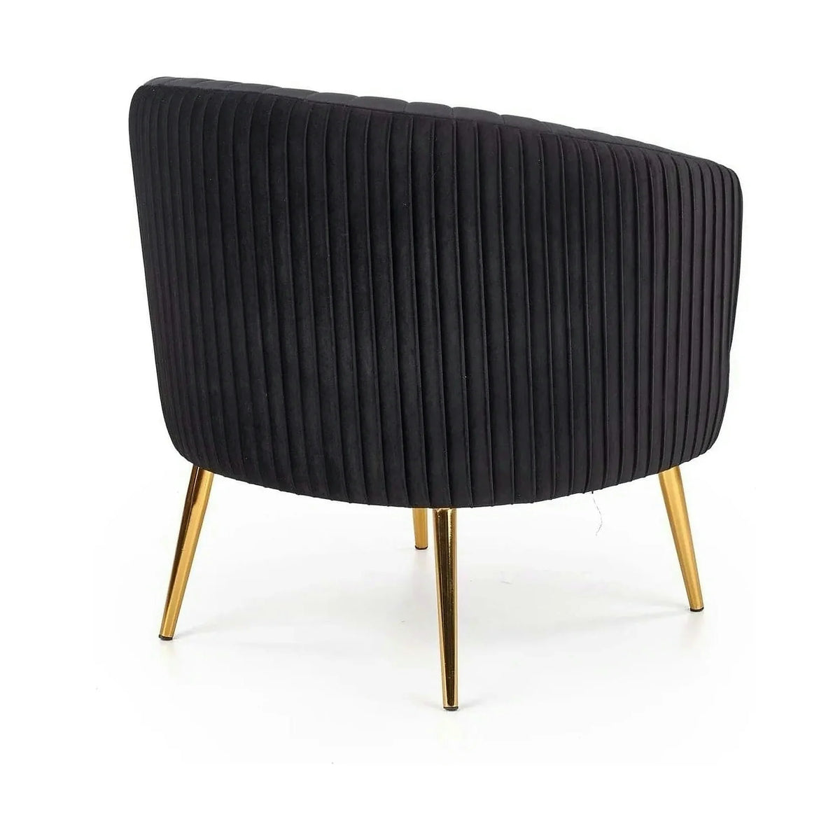 Fotoliu cafenea CROWN, negru/auriu, stofa catifelata/otel, 78x72x80 cm