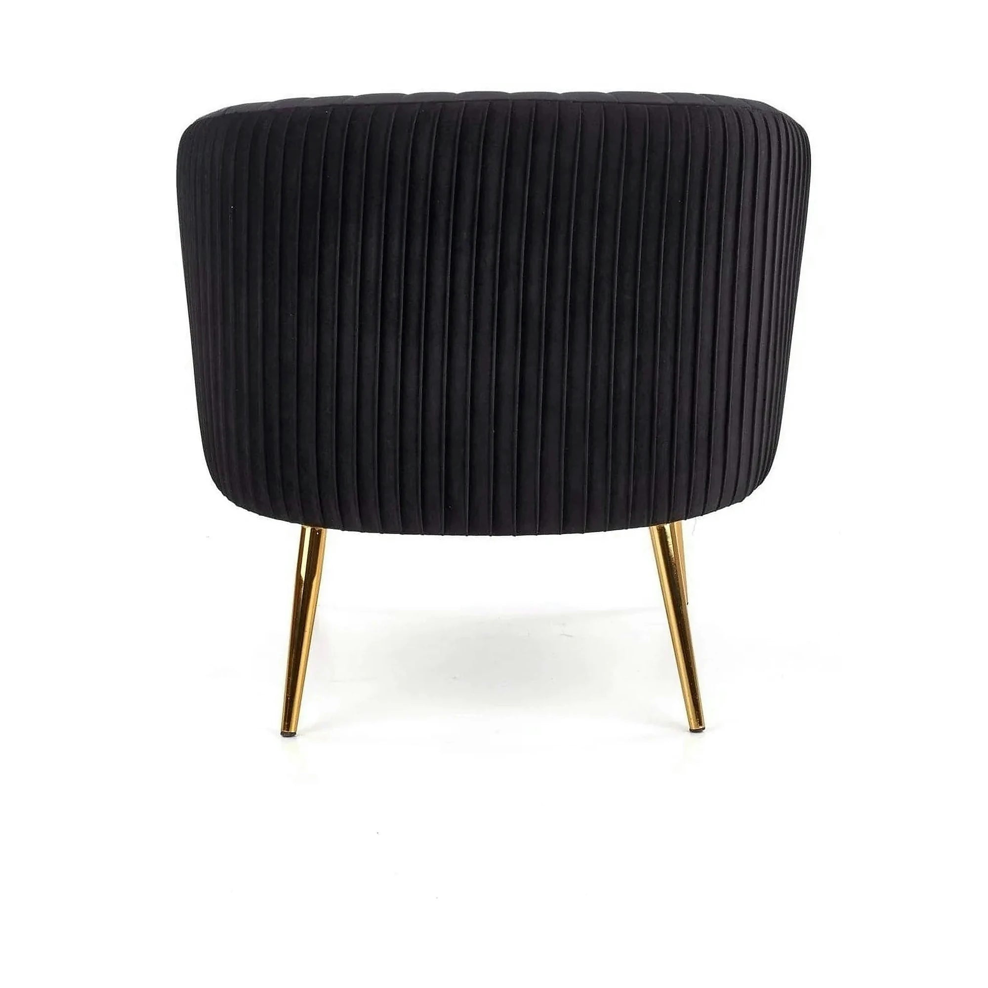 Fotoliu cafenea CROWN, negru/auriu, stofa catifelata/otel, 78x72x80 cm