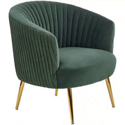 Fotoliu cafenea CROWN, verde inchis/auriu, stofa catifelata/otel, 78x72x80 cm