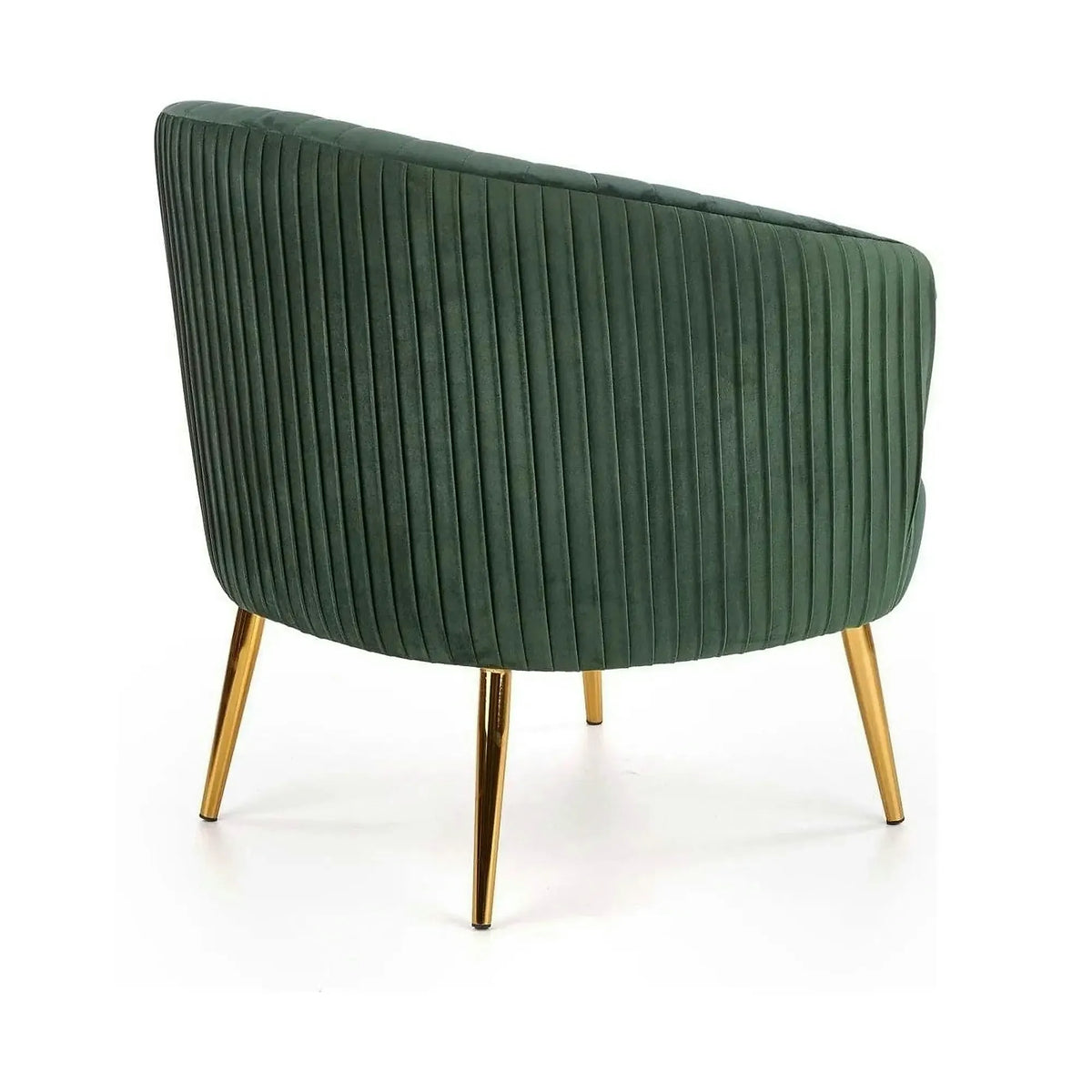 Fotoliu cafenea CROWN, verde inchis/auriu, stofa catifelata/otel, 78x72x80 cm