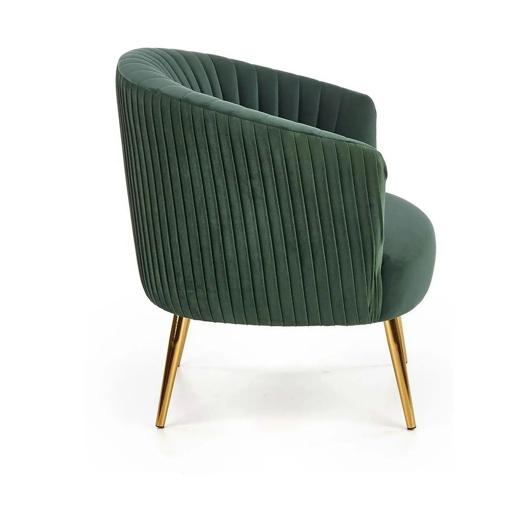 Fotoliu cafenea CROWN, verde inchis/auriu, stofa catifelata/otel, 78x72x80 cm