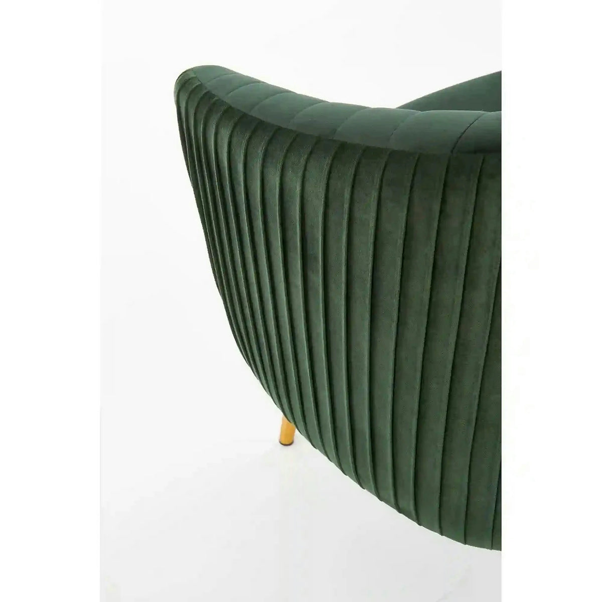 Fotoliu cafenea CROWN, verde inchis/auriu, stofa catifelata/otel, 78x72x80 cm