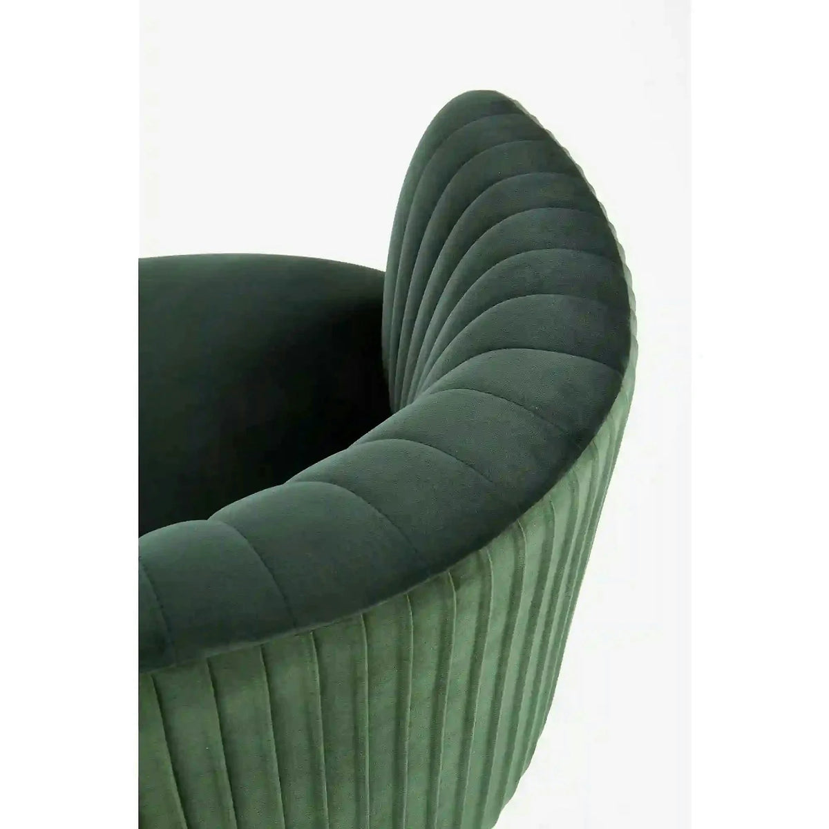 Fotoliu cafenea CROWN, verde inchis/auriu, stofa catifelata/otel, 78x72x80 cm
