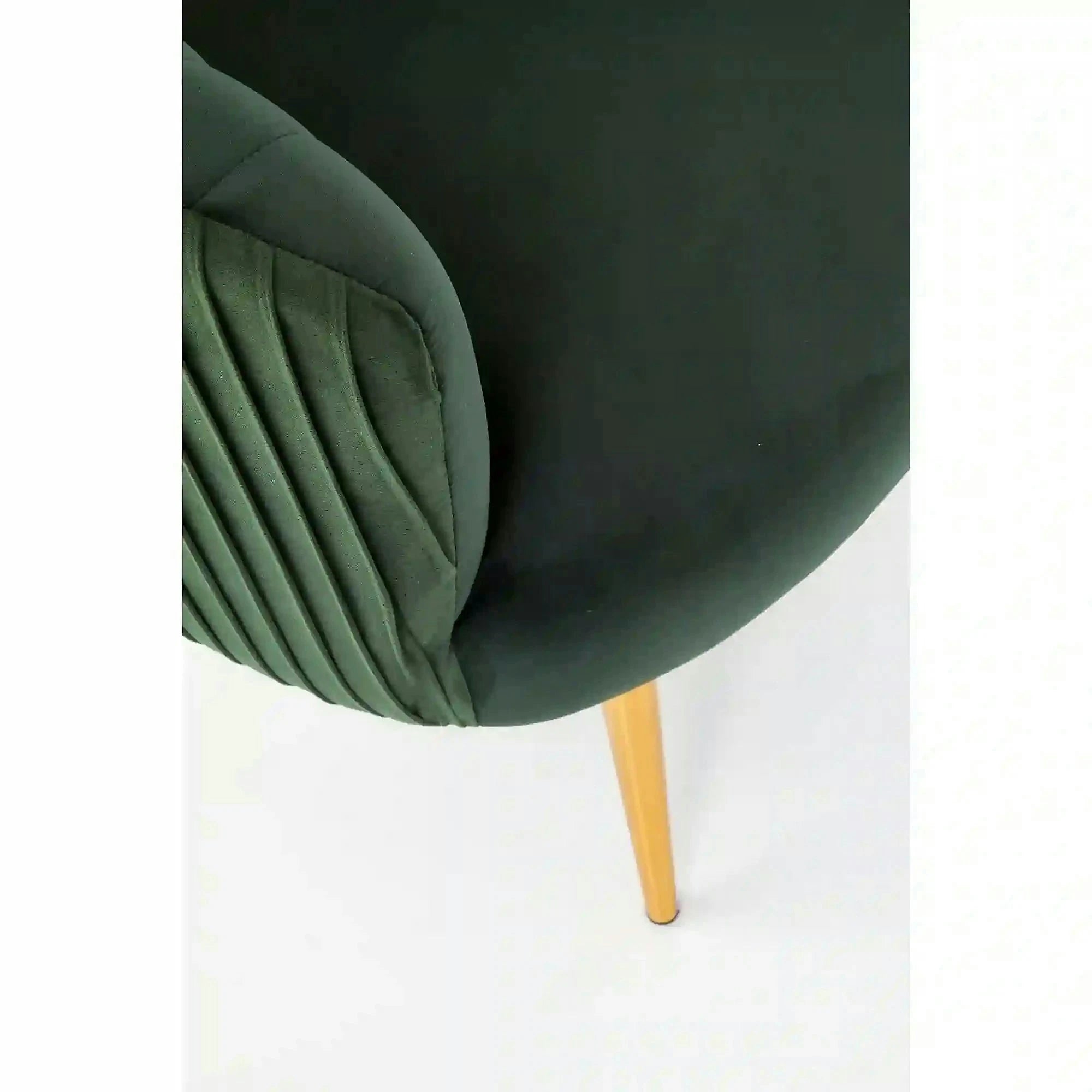 Fotoliu cafenea CROWN, verde inchis/auriu, stofa catifelata/otel, 78x72x80 cm