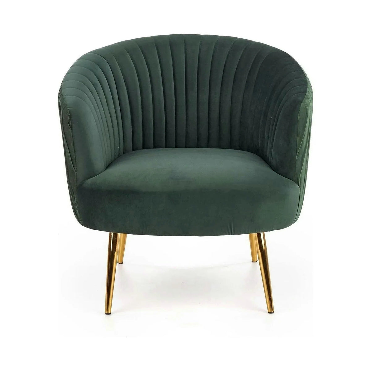 Fotoliu cafenea CROWN, verde inchis/auriu, stofa catifelata/otel, 78x72x80 cm